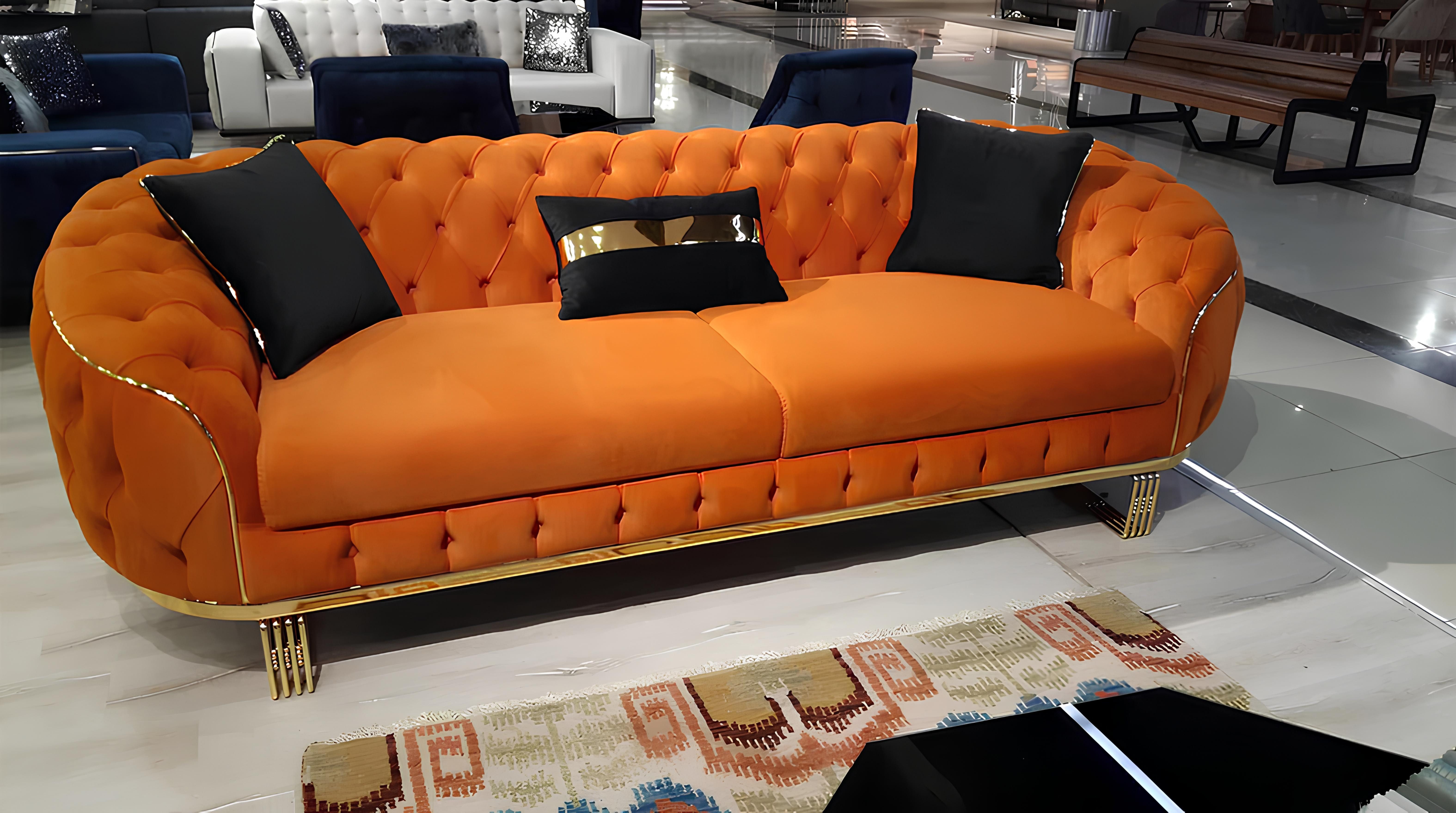 JVmoebel Chesterfield-Sofa Elegantes Sofa in Orange mit hochwertiger Polsterung, Packung 1 Teile, Made in Europa
