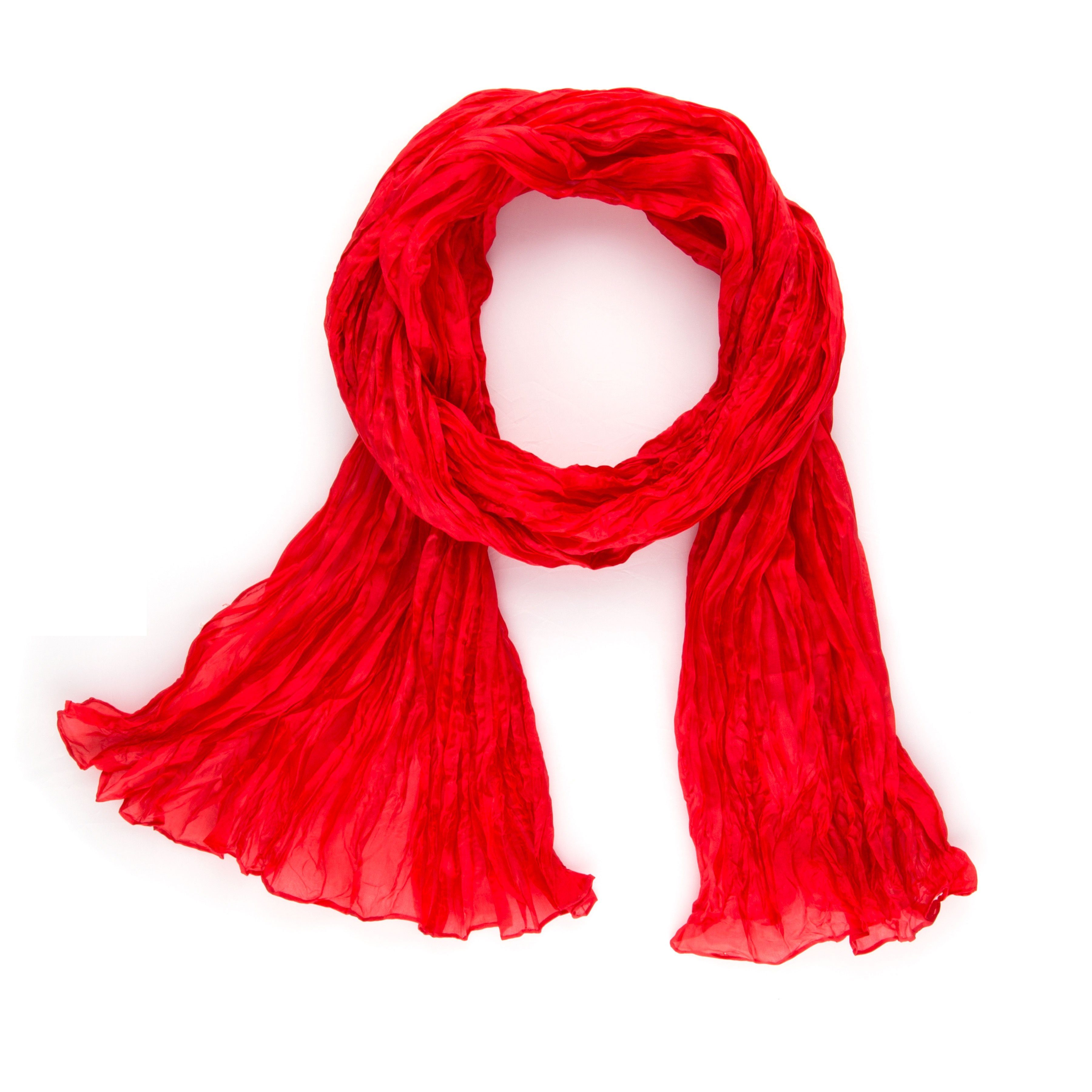 Silkroad Seidenschal Knitterschal Halstuch Schal XXL Feuerrot