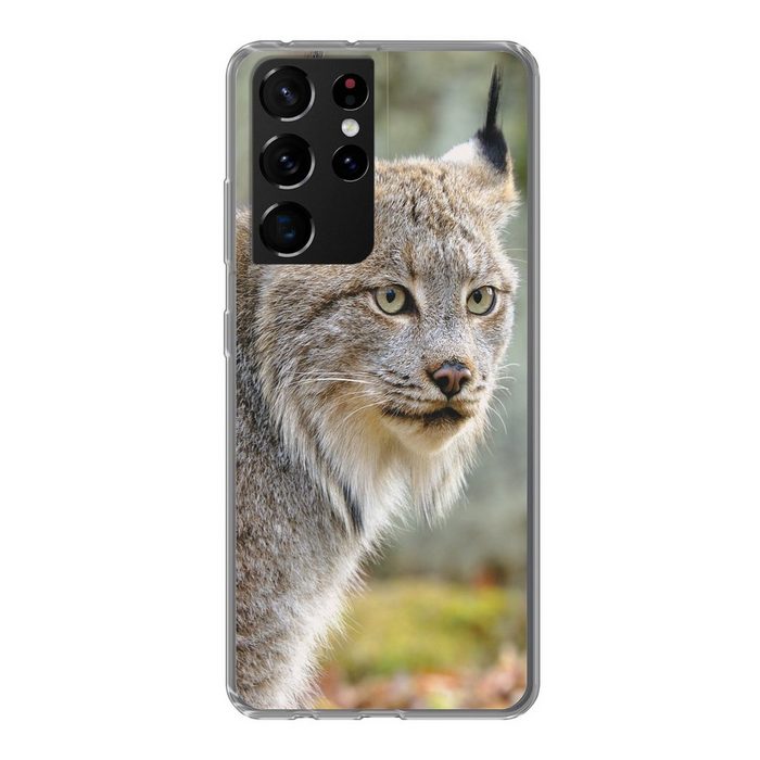 MuchoWow Handyhülle Luchs - Wald - Grau Phone Case Handyhülle Samsung Galaxy S21 Ultra Silikon Schutzhülle