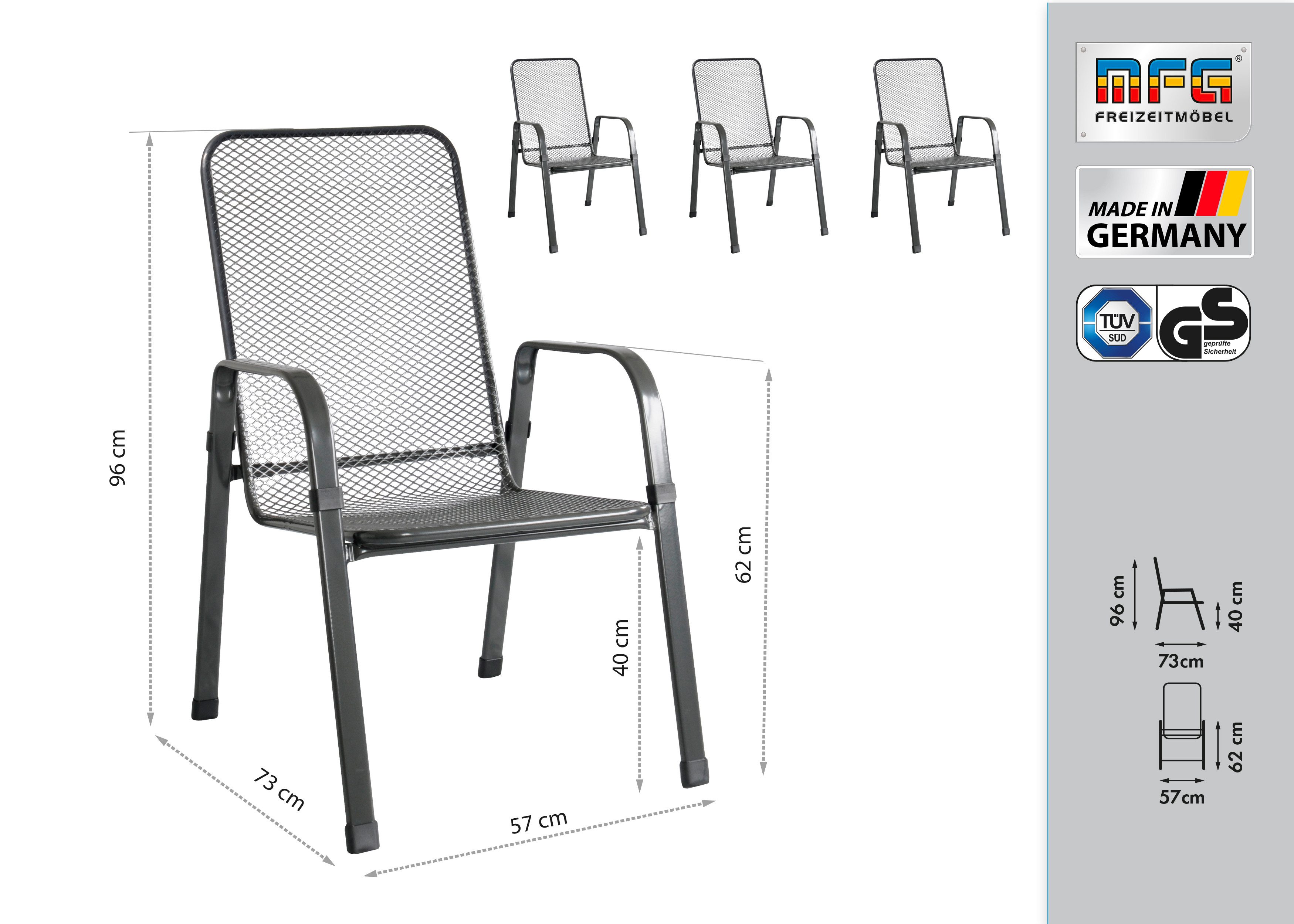 MFG Freizeitmöbel Stapelstuhl MFG Streckmetall-Stapelstuhl "Mec-Stor", 4-er Set (4 St)