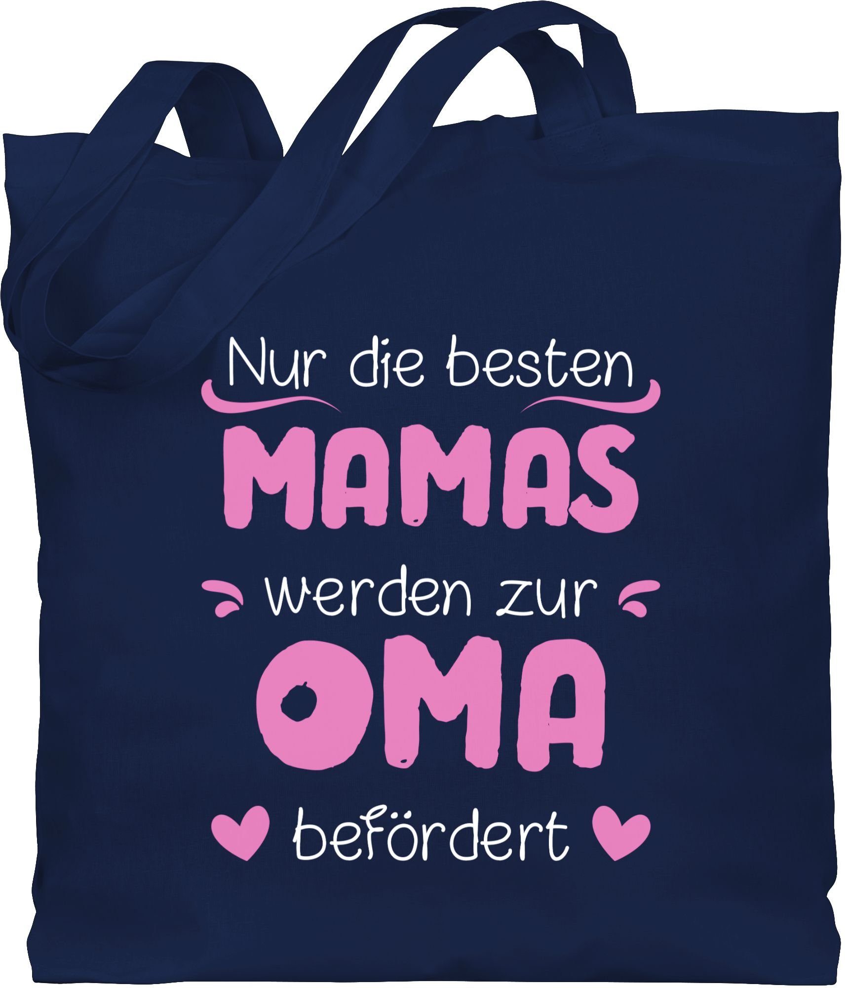 Shirtracer Umhängetasche Nur die besten Mamas werden zur Oma befördert rosa weiß, Oma Geschenk 2 Navy Blau