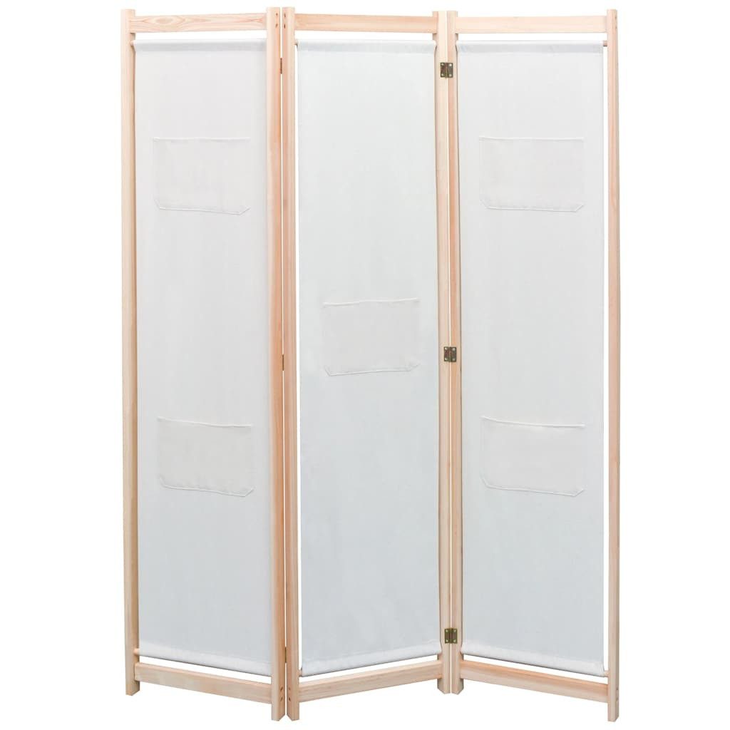 vidaXL Paravent vidaXL 3-teiliger Raumteiler Creme 120 x 170 x 4 cm Stoff