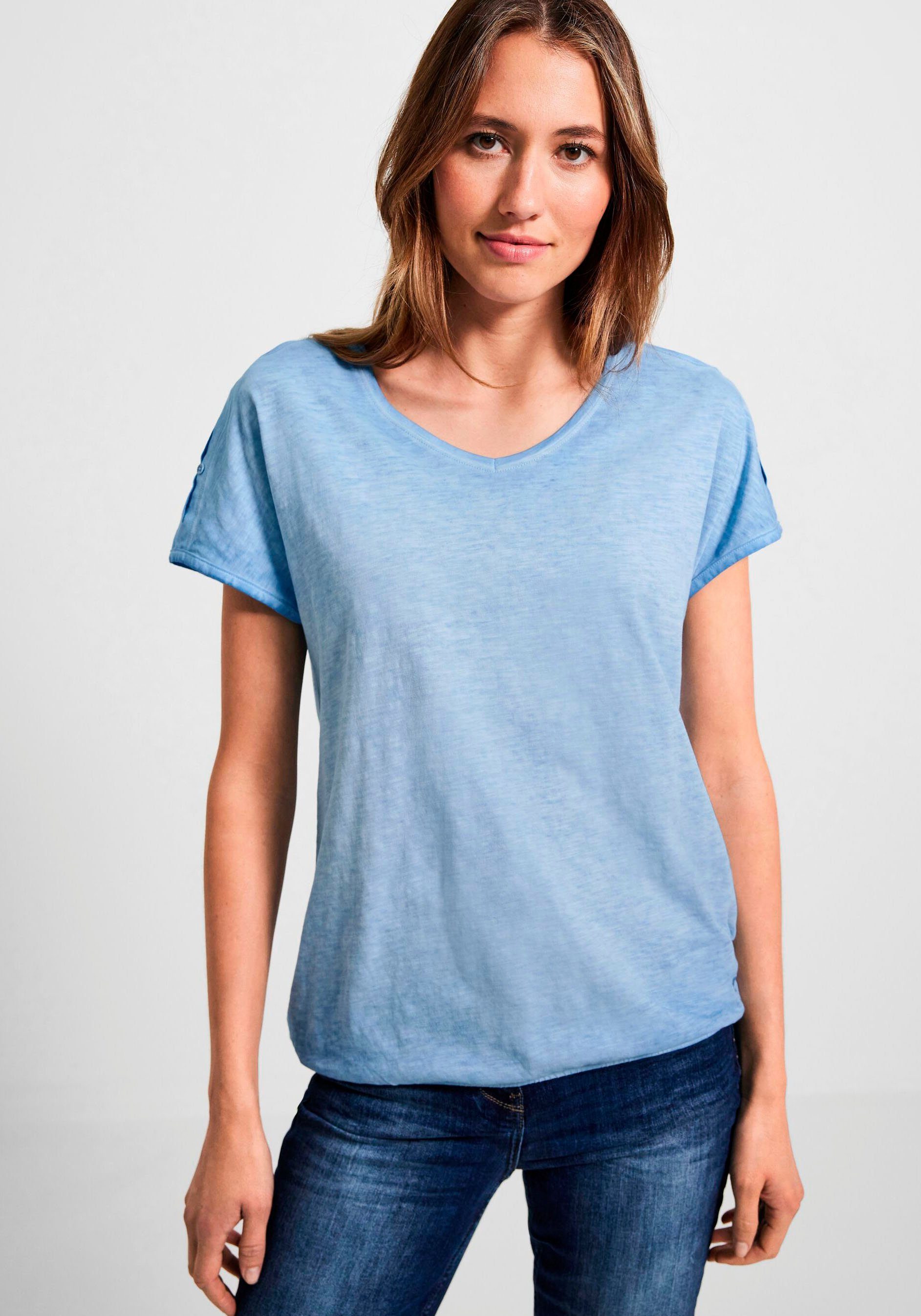 an Cut-Outs Cecil T-Shirt himmelblau mit Schultern den