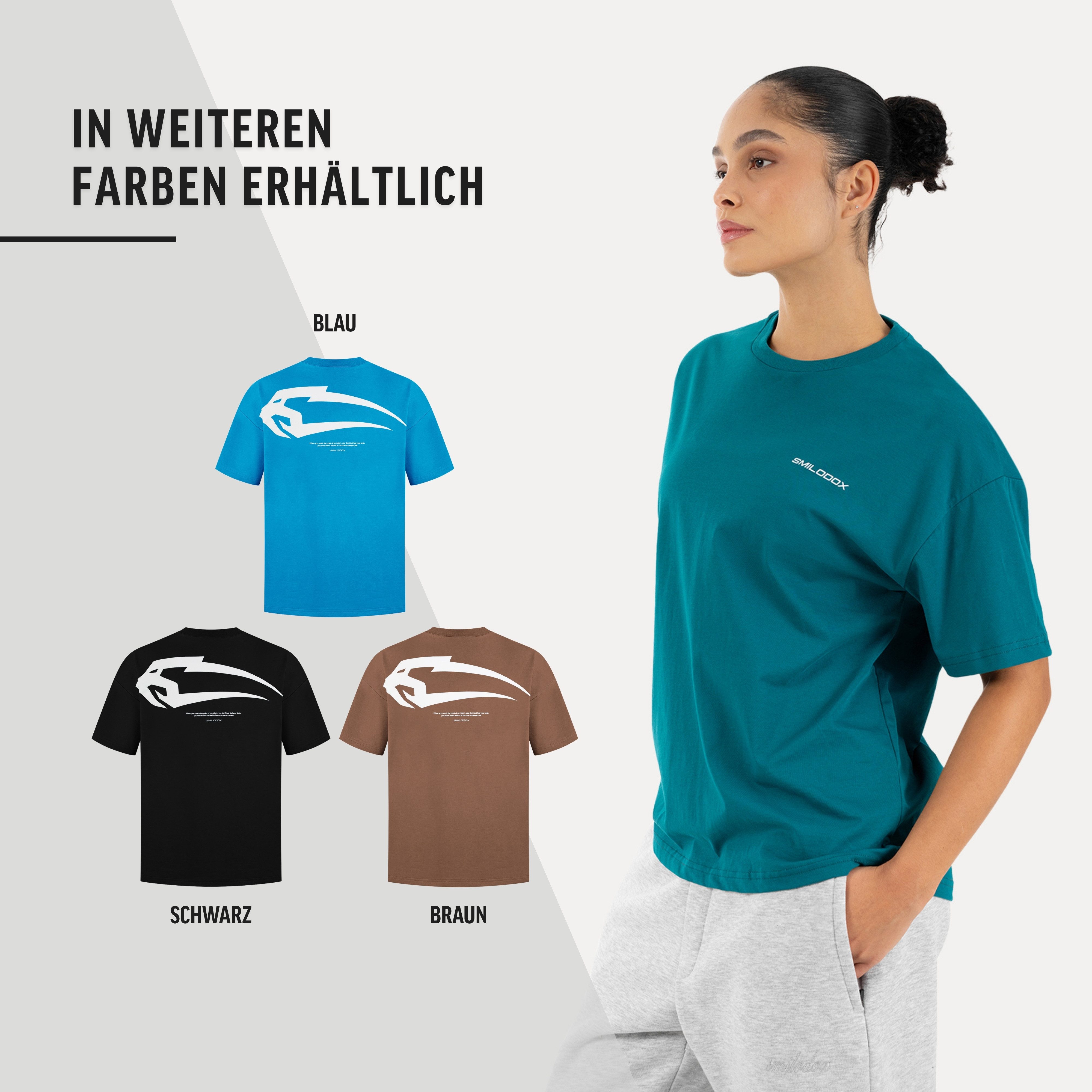 T-Shirt Tane, T-Oberteil Unisex Oversize Shirt mit Backprint & Logo
