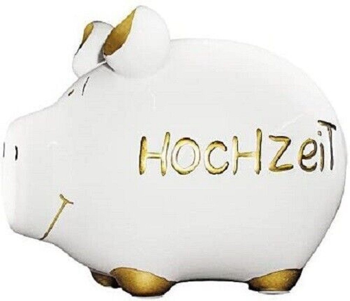 Wurm Spardose KCG Sparschwein "Hochzeit" Keramik, Weiß/Gold 12,5x9x9cm