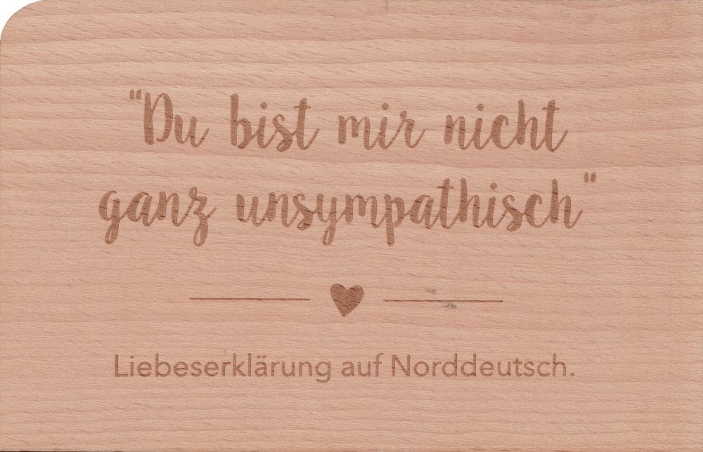 Postkarte Holzpostkarte "Du bist mir nicht ganz unsympathisch"