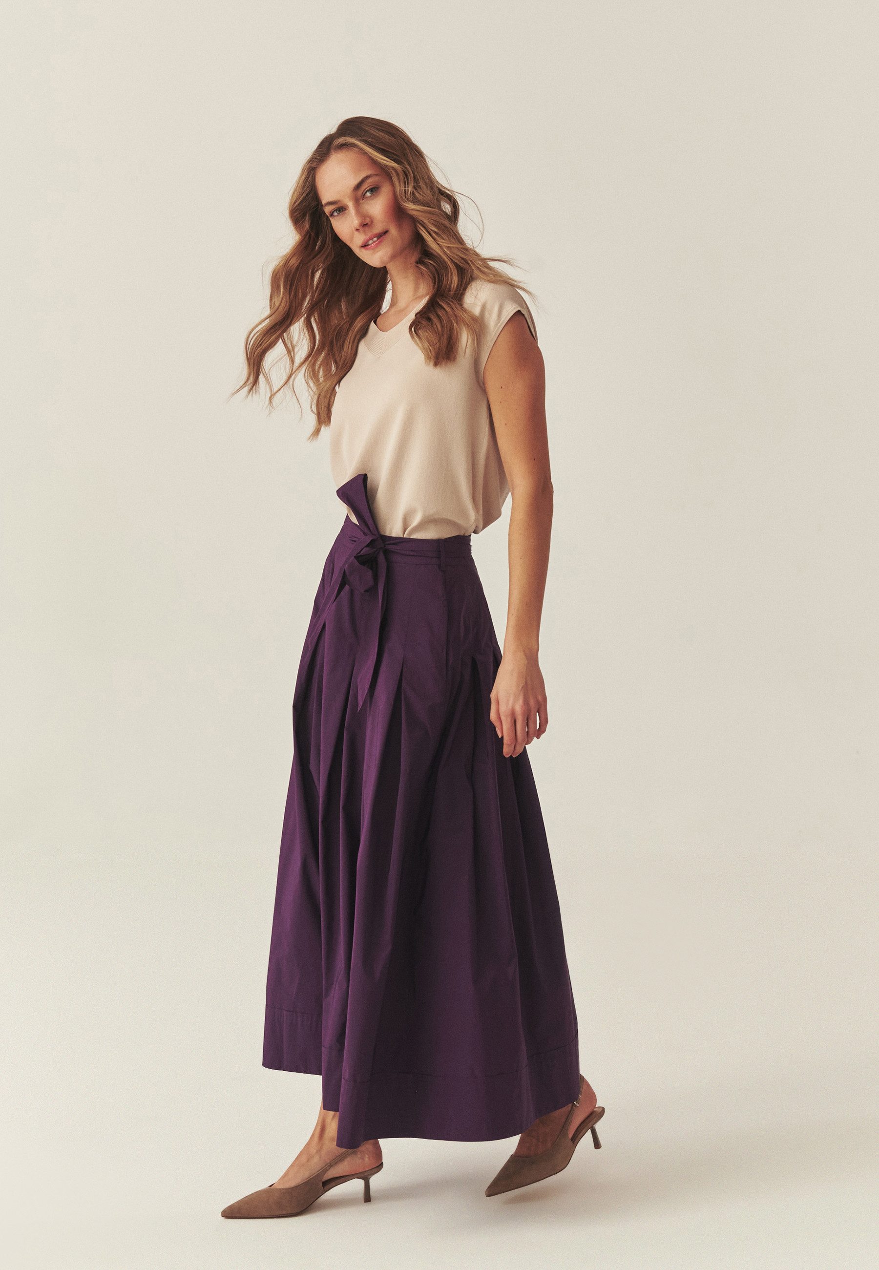 TATUUM Midirock Lila Midi-Rock Aus Taffeta - Taftani