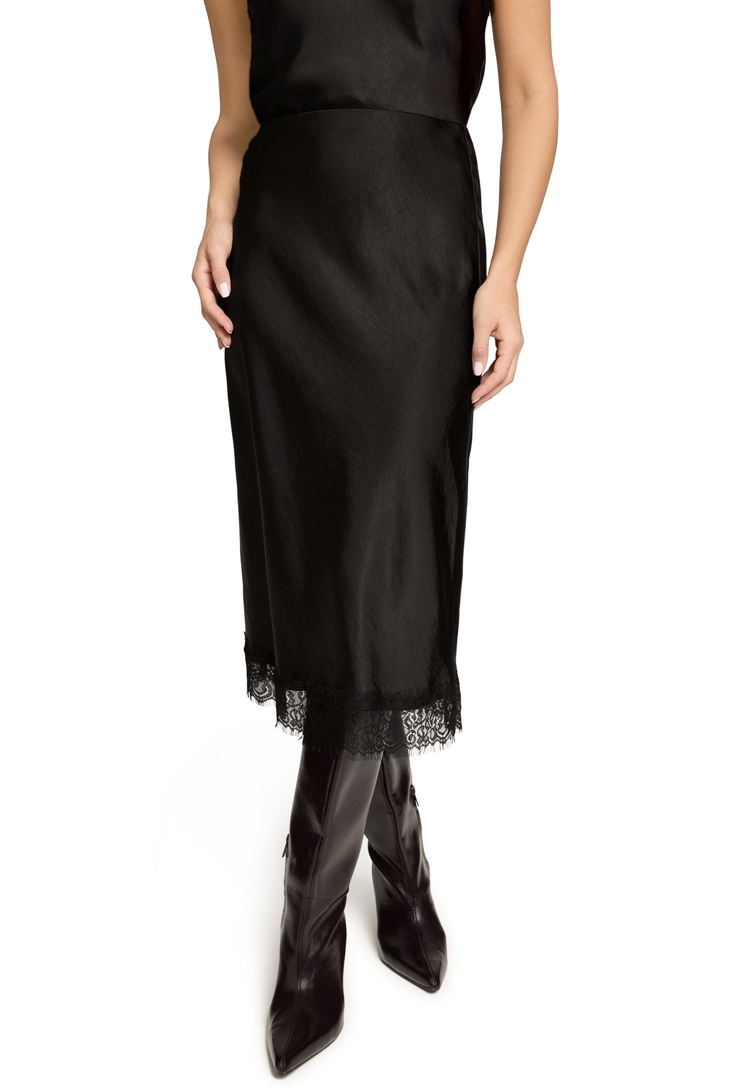 Zero Maxirock Damen mit Spitze Stickerei