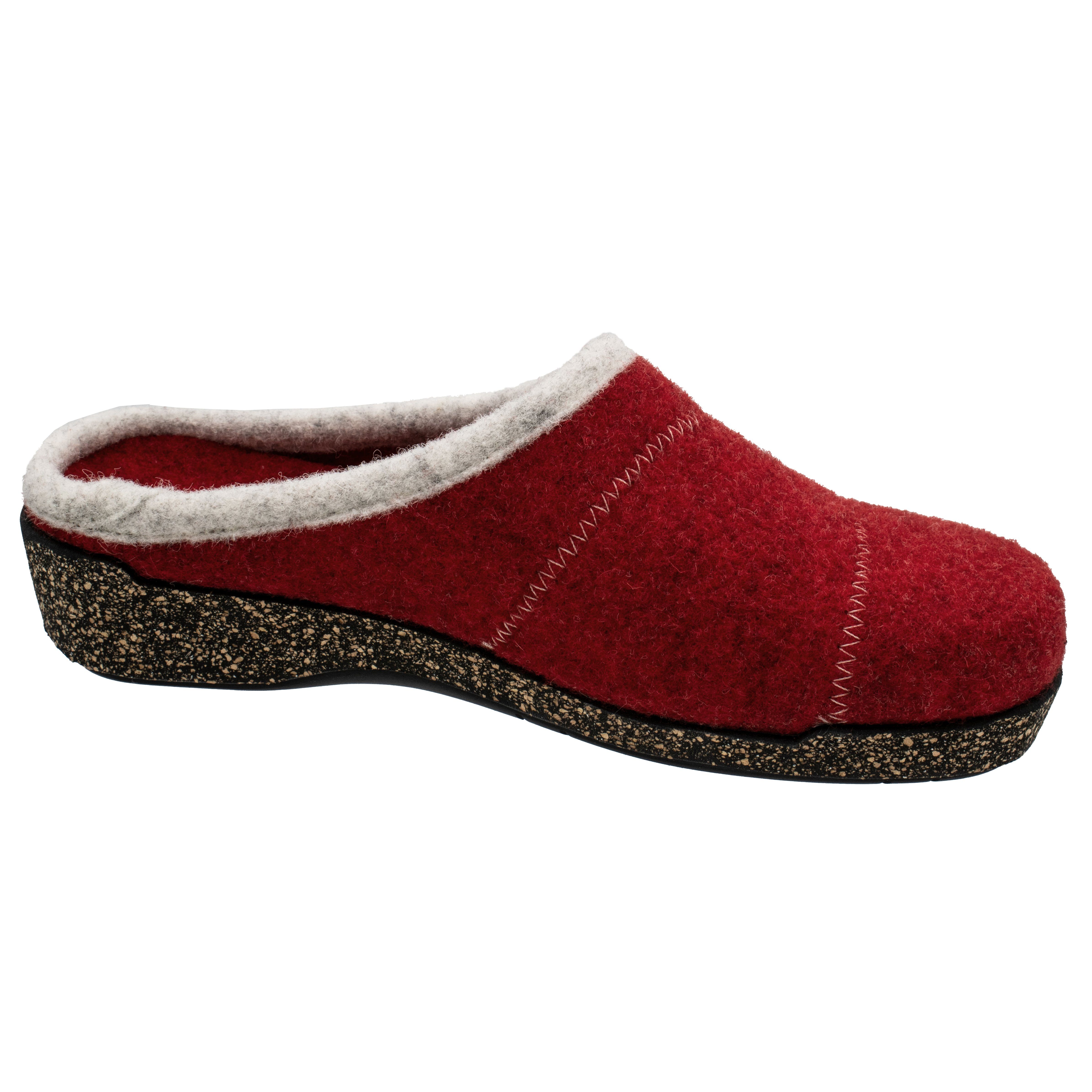 Fischer-Markenschuh Conny Pantoffel aus Wollfilz, rutschhemmende Gummi-Laufsohle, Einlegesohle herausnehmbar