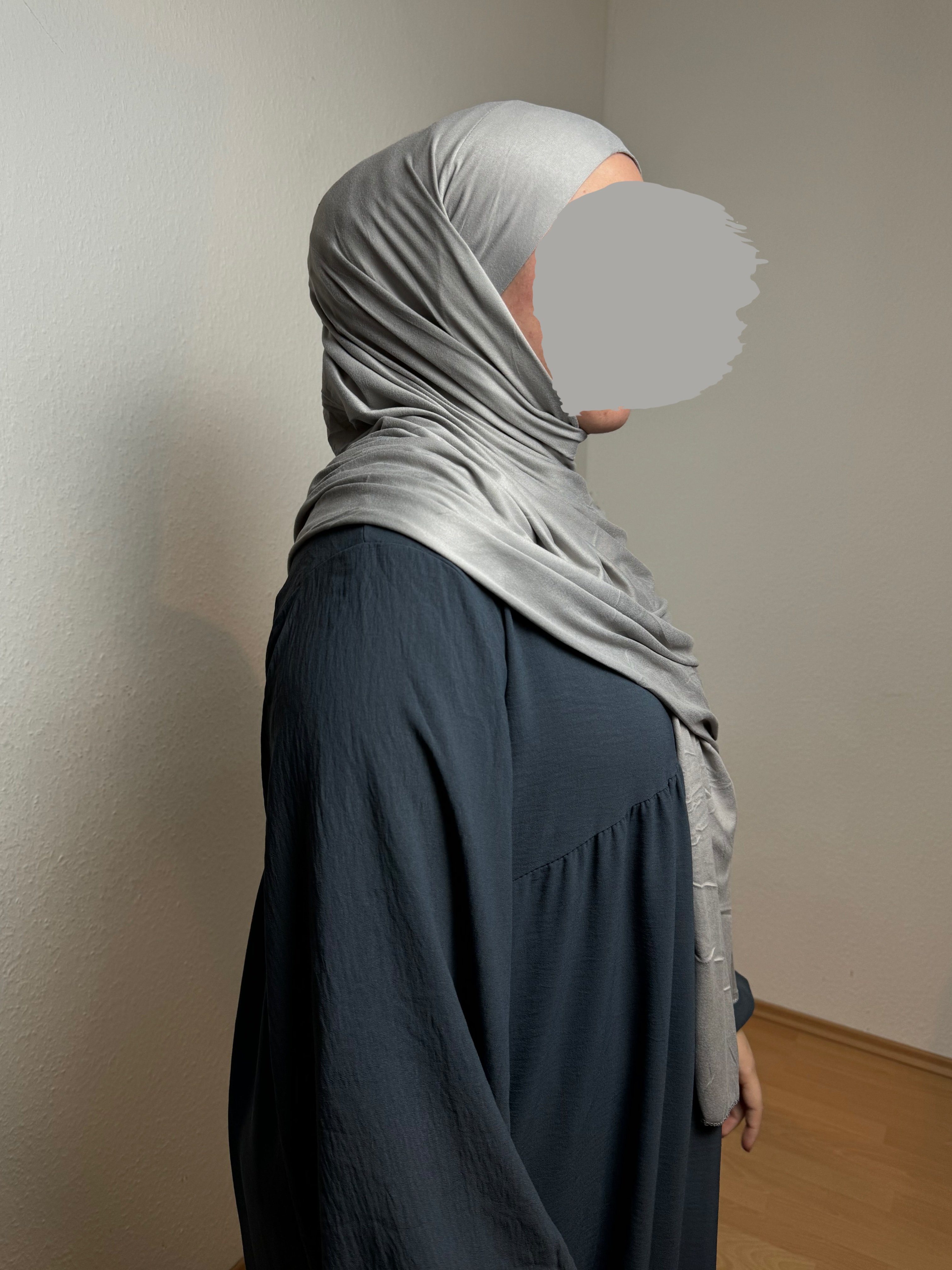 mit HIJABIFY Hijab/ Jersey-Stoff Hidschab/ unter Hijab 2 Grau 1 integrierter Hijab Easy Kopftuch Tuch (antirutsch) in