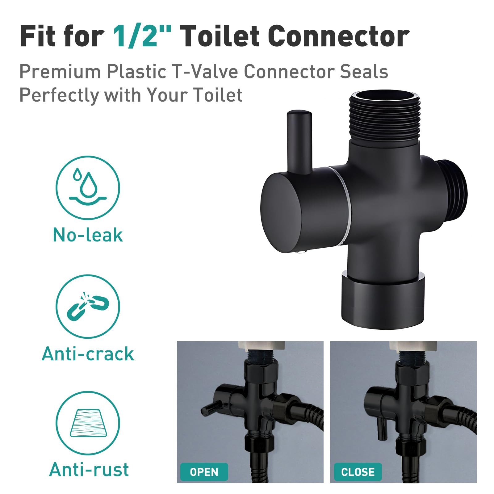 MOPUEA Bidetarmatur Handbrause Bidet Sprayer Mit Halter Wassermenge einstellbar Edelstahl (Bidet Handbrause Set, Edelstahl Bidet Handbrause mit Schlauch Ventil  – Bild 2 von 5