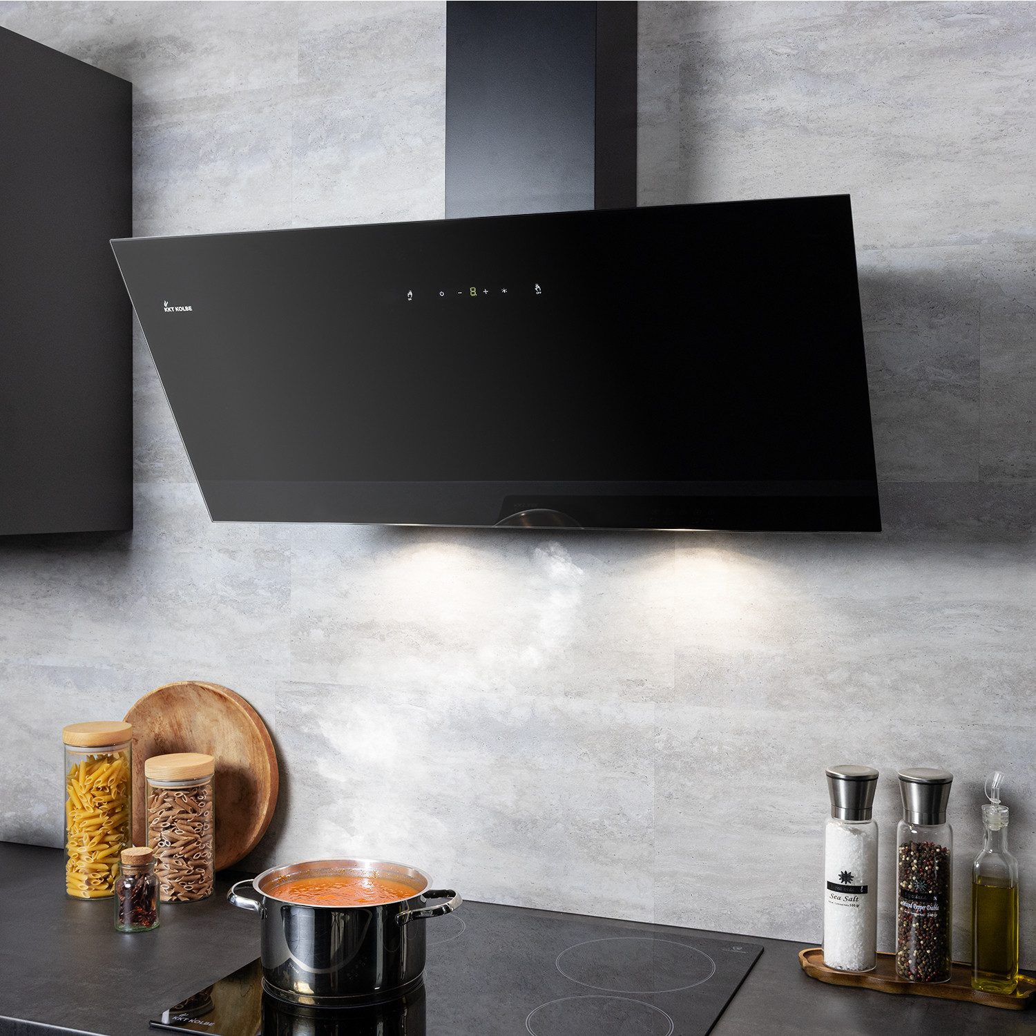 KKT KOLBE Wandhaube Dunstabzugshaube 90cm TRIO9025S Abzugshaube / Abluft / 90cm / Umluft / Schwarz / Gestensteuerung / LED – Bild 5 von 5