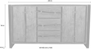 SIT Sideboard Live Edge, aus Akazienholz, markante Baumkanten in der Front, in zwei Breiten