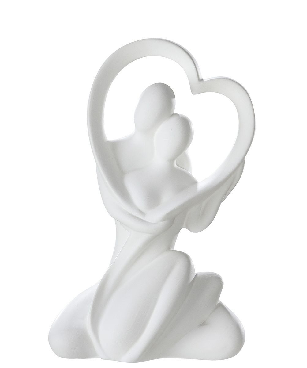GILDE Dekoobjekt „Herzblick“ 30238 – Paar mit Herzmotiv, Keramik creme, 16 × 27,5 cm