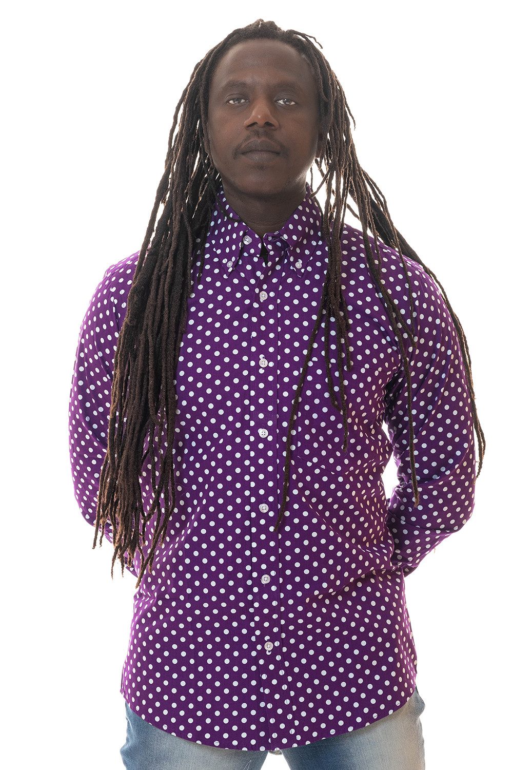 Relco Herren 70er Polka Dots violett weiß