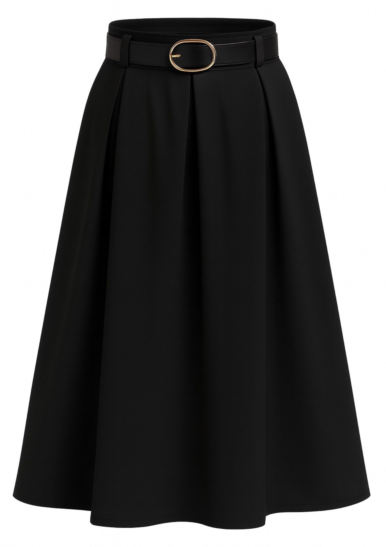 Mississhop A-Linien-Rock Eleganter Faltenrock mit Gürtel – mittellang M.430