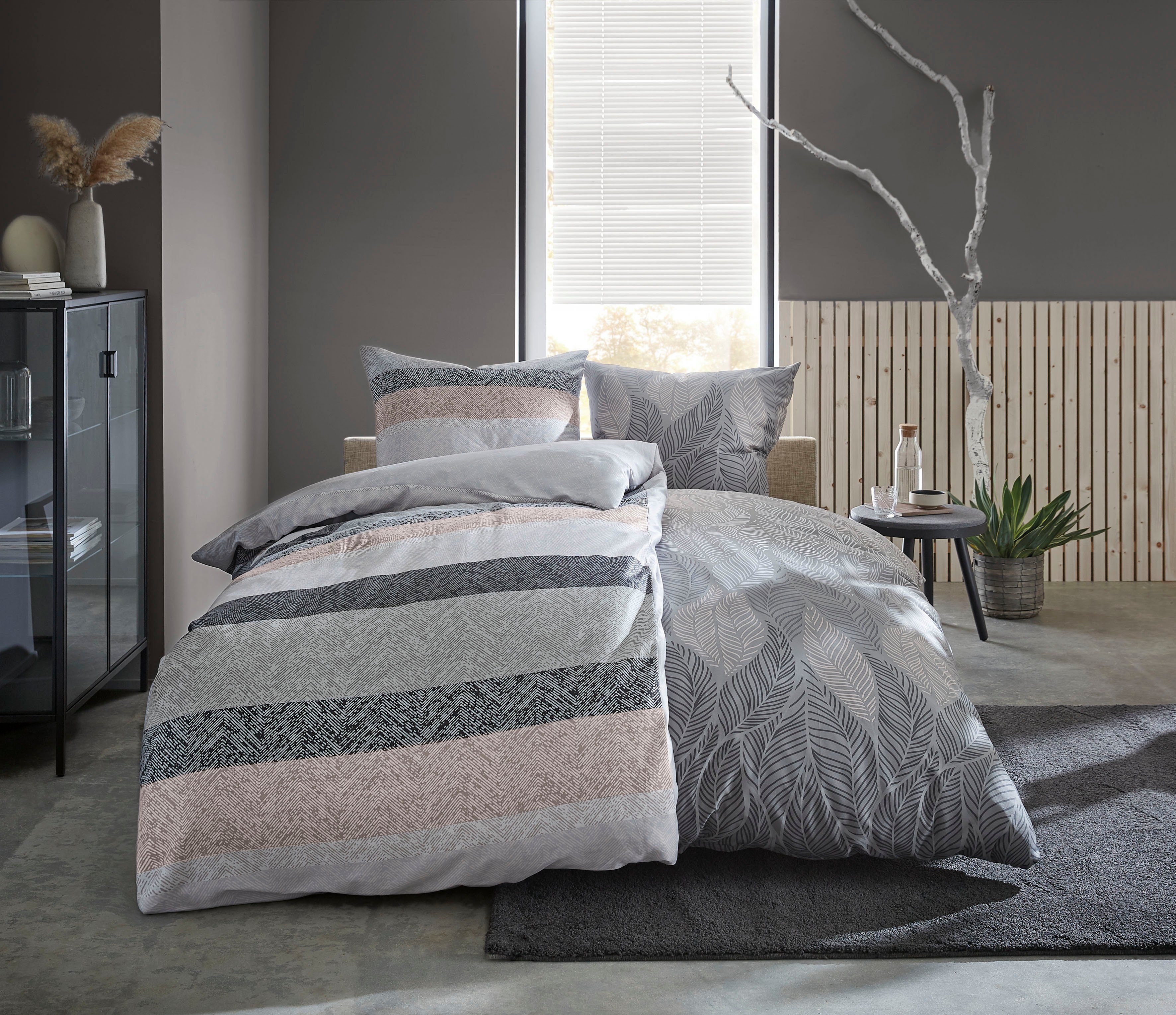 Kleine Wolke Bettwäsche Jamiro, Mako-Satin, 2 teilig, mit Blättern – Bild 2 von 4