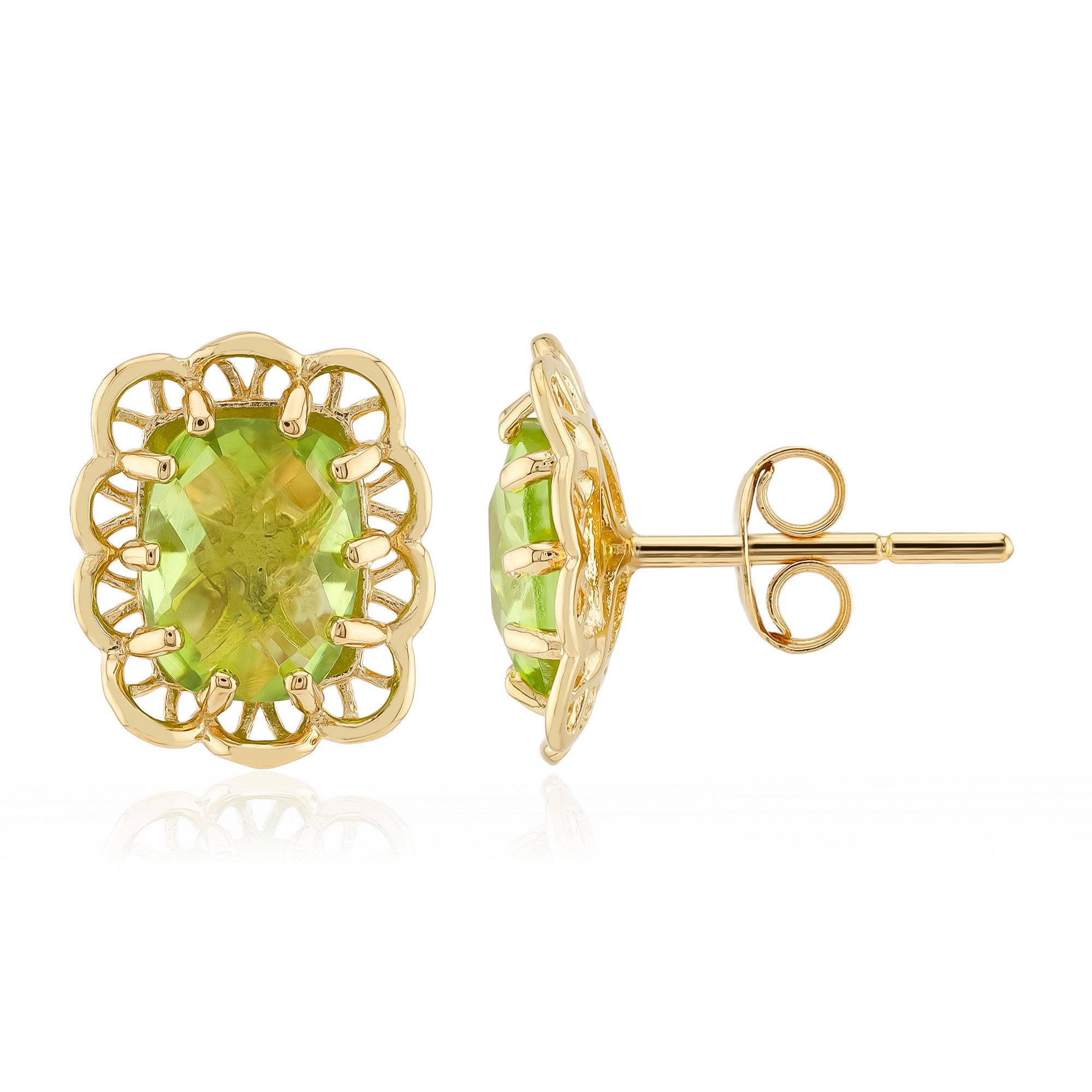 Cavill Ohrring-Set Peridot 2,43 ct Ohrringe, 925 Silber vergoldet, Blumenmuster grün (2-tlg)