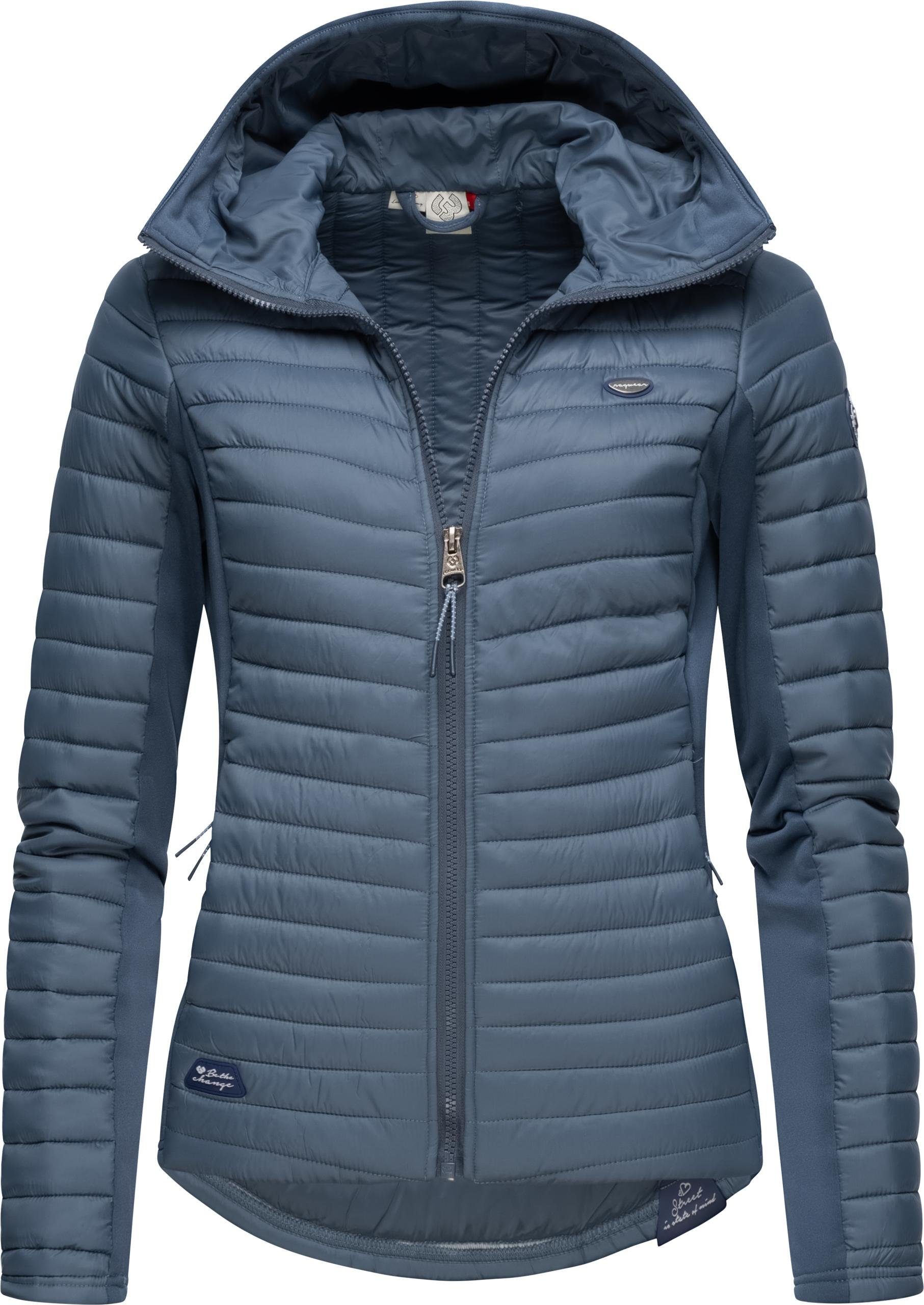 Ragwear Outdoorjacke Goodform Steppjacke aus modernem Materialmix mit Kapuze blau