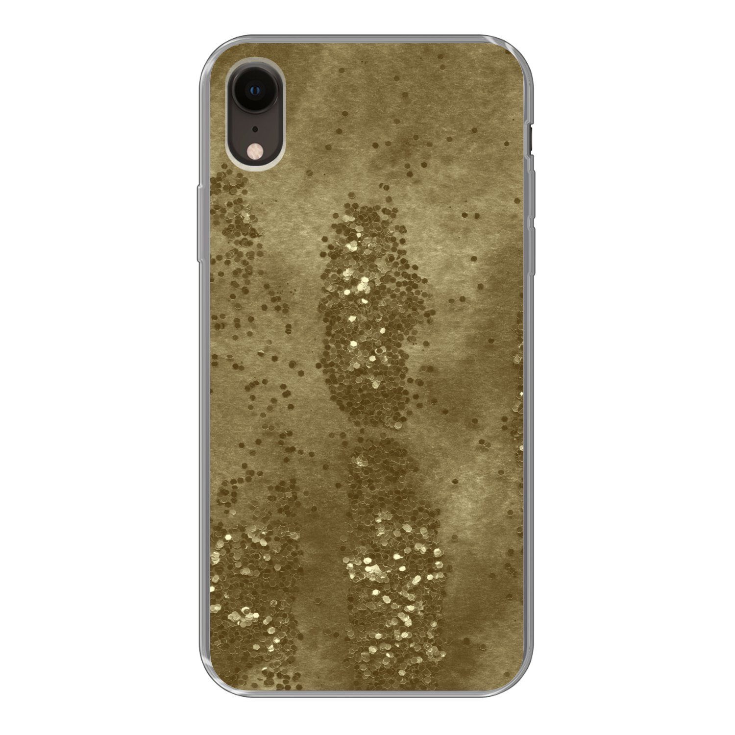 MuchoWow Handyhülle für Apple iPhone XR Gold - Glitzer - Textur, Smartphone-Bumper, Print, Handy Schutzhülle Dünn