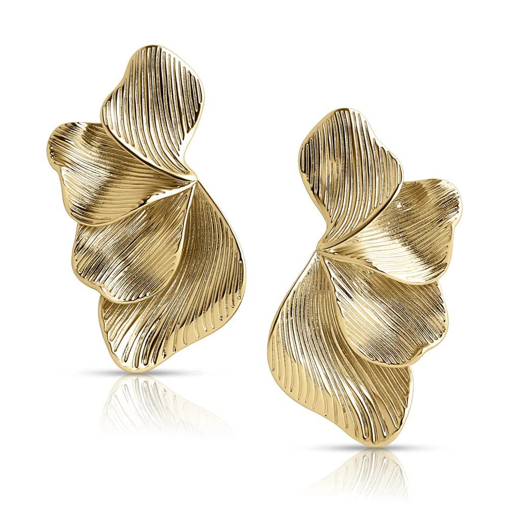 Ohrring-Set Oversize Ginkgo Leaf Earings - Gold