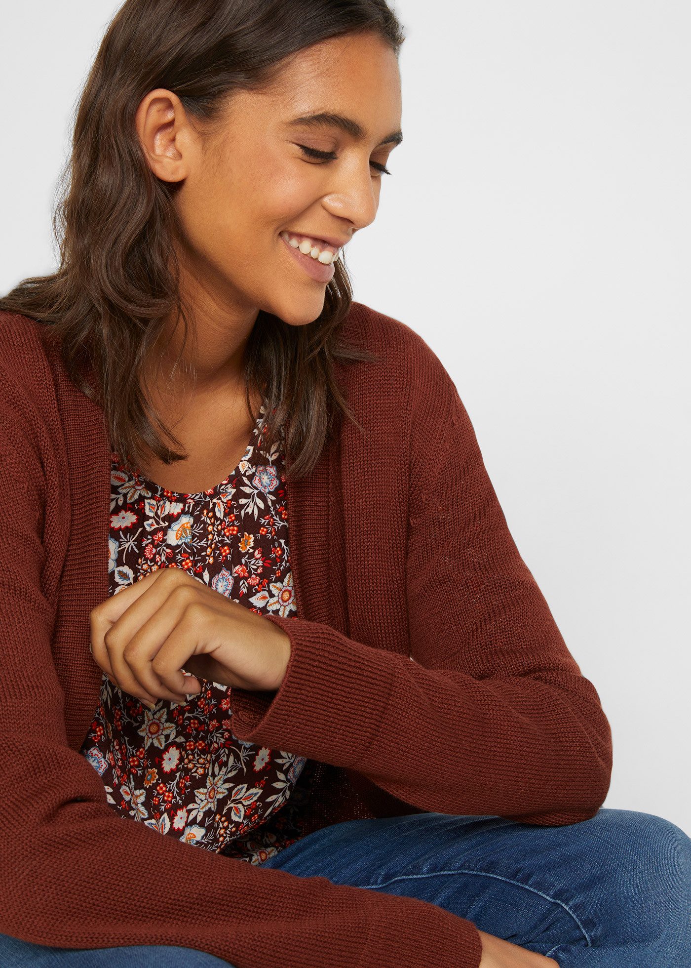 bonprix Longstrickjacke (1-tlg) Oversize-Passform, kuschelig weicher Strick, ohne Verschluss