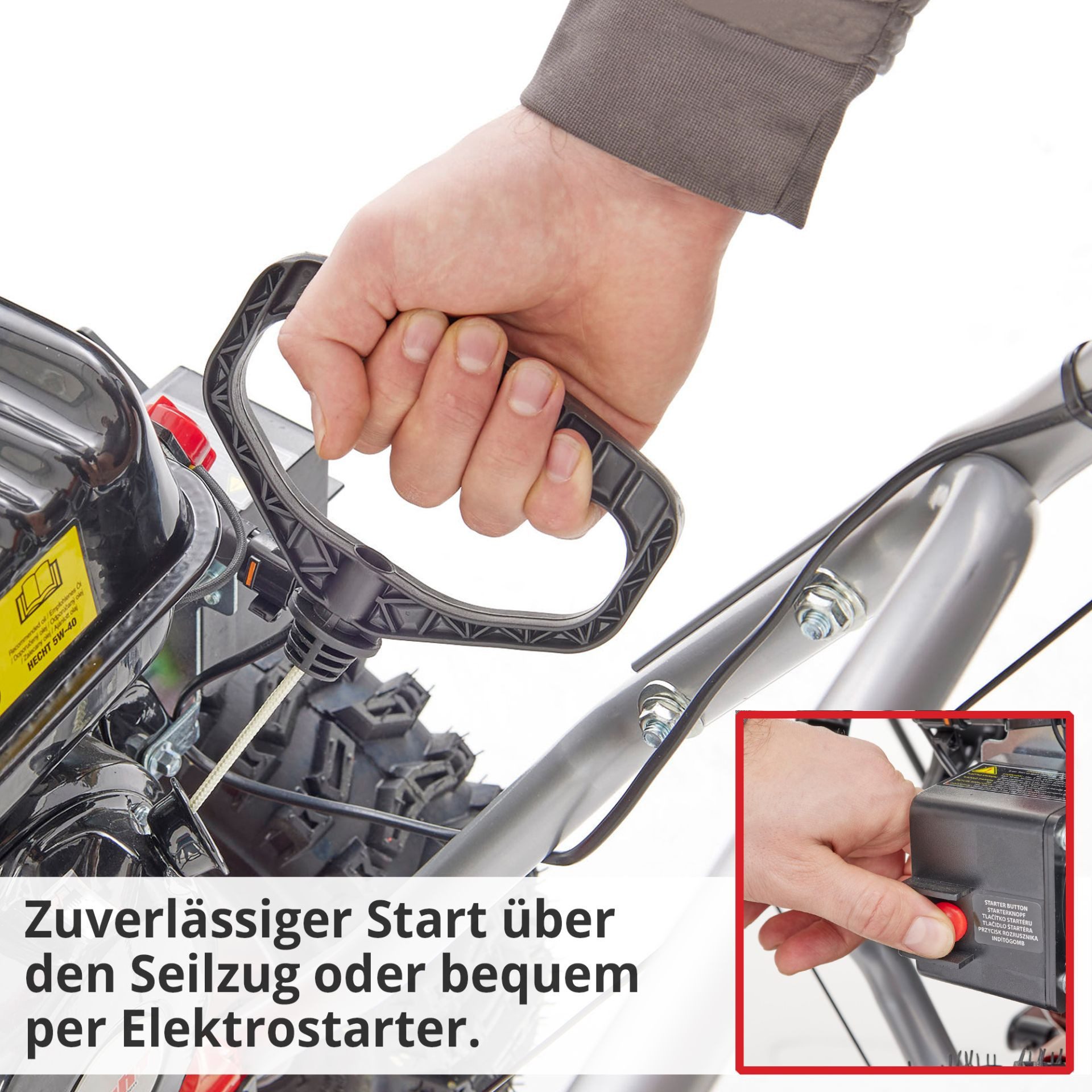 Hecht 8680 SE petrol sweeper with collection container and snowplow, 80.00 cm working width, (3-piece), 6.5 hp, 196 cm³, LED headlights