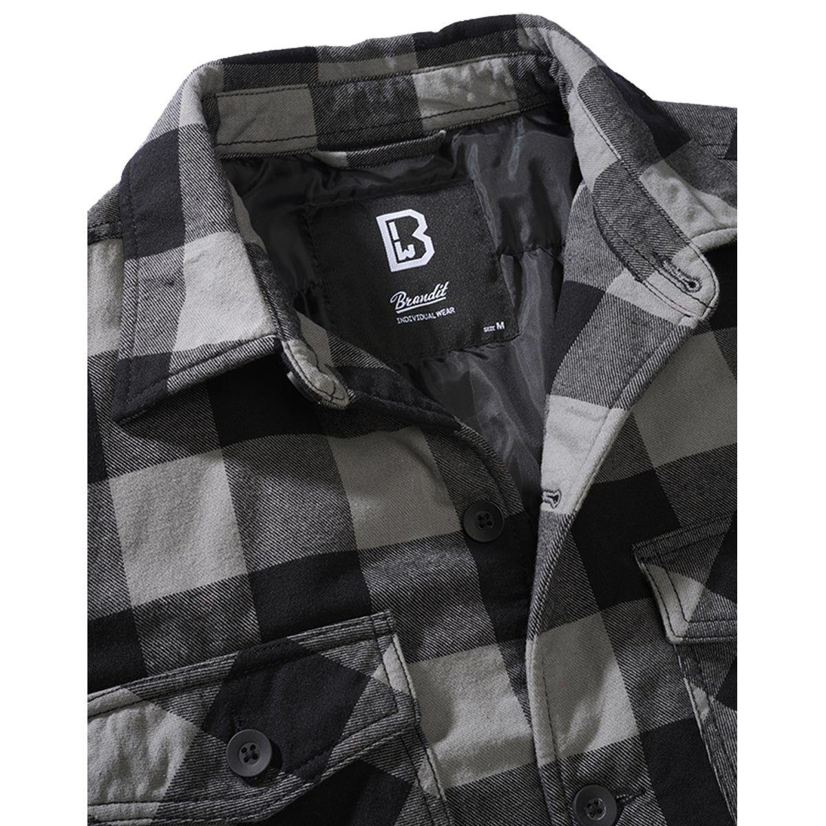Brandit Outdoorhemd Brandit Check Grün-Schwarz Lumber gefüttert Shirt Gefüttert