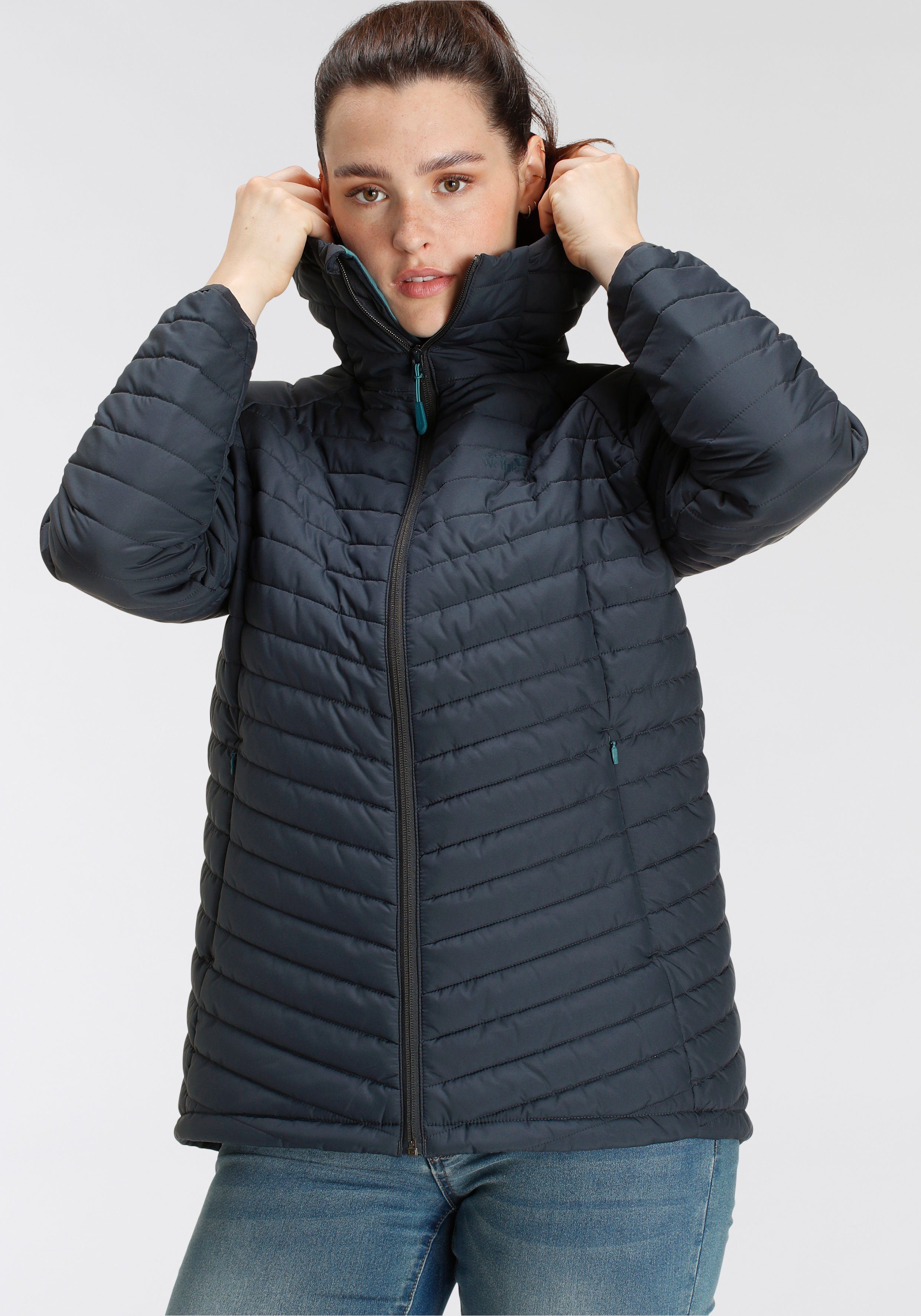 Jack Wolfskin Steppjacke NUBEENA Wasserabweisend & Winddicht & Atmungsaktiv & Wärmend dunkelblau