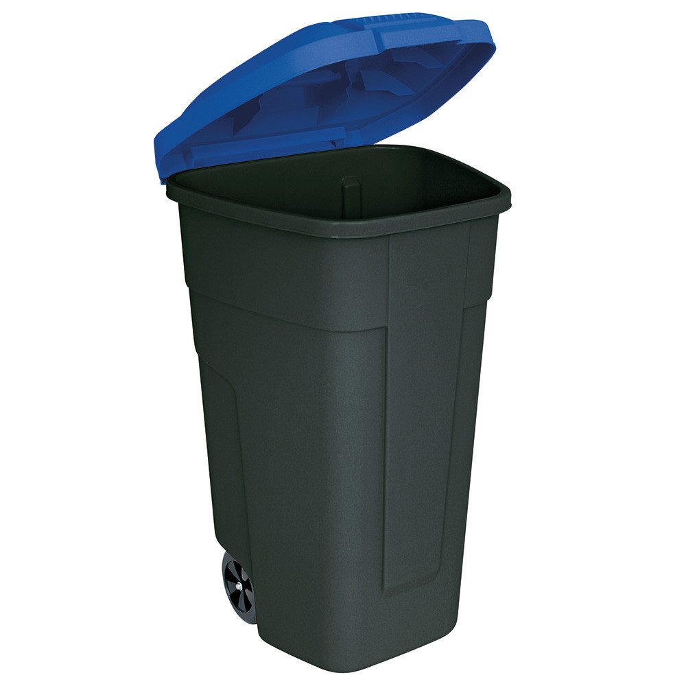 BRB-Lagertechnik Mülleimer Wertstoffsammler, Inhalt 100 Liter, Korpus anthrazit, Fahrbare Tonne aus robustem Polypropylen-Kunststoff (PP)