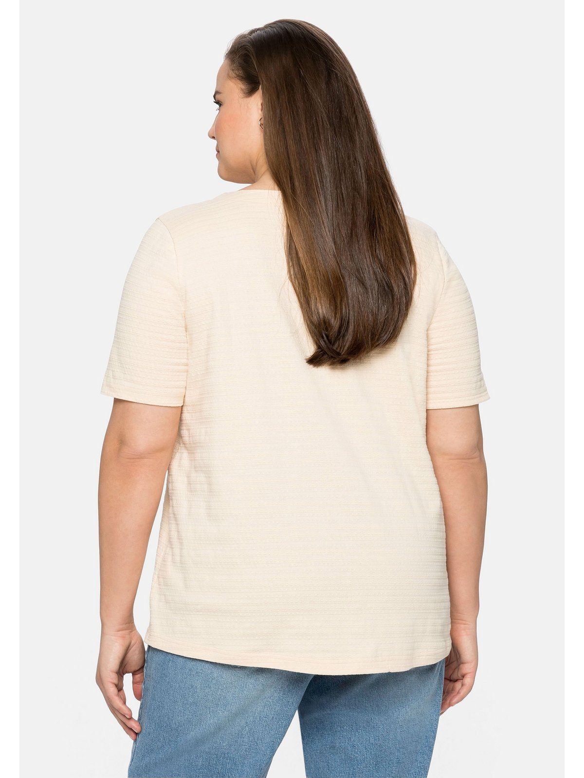 Sheego T-Shirt Große Größen in mit Jacquard-Optik, Bindeband