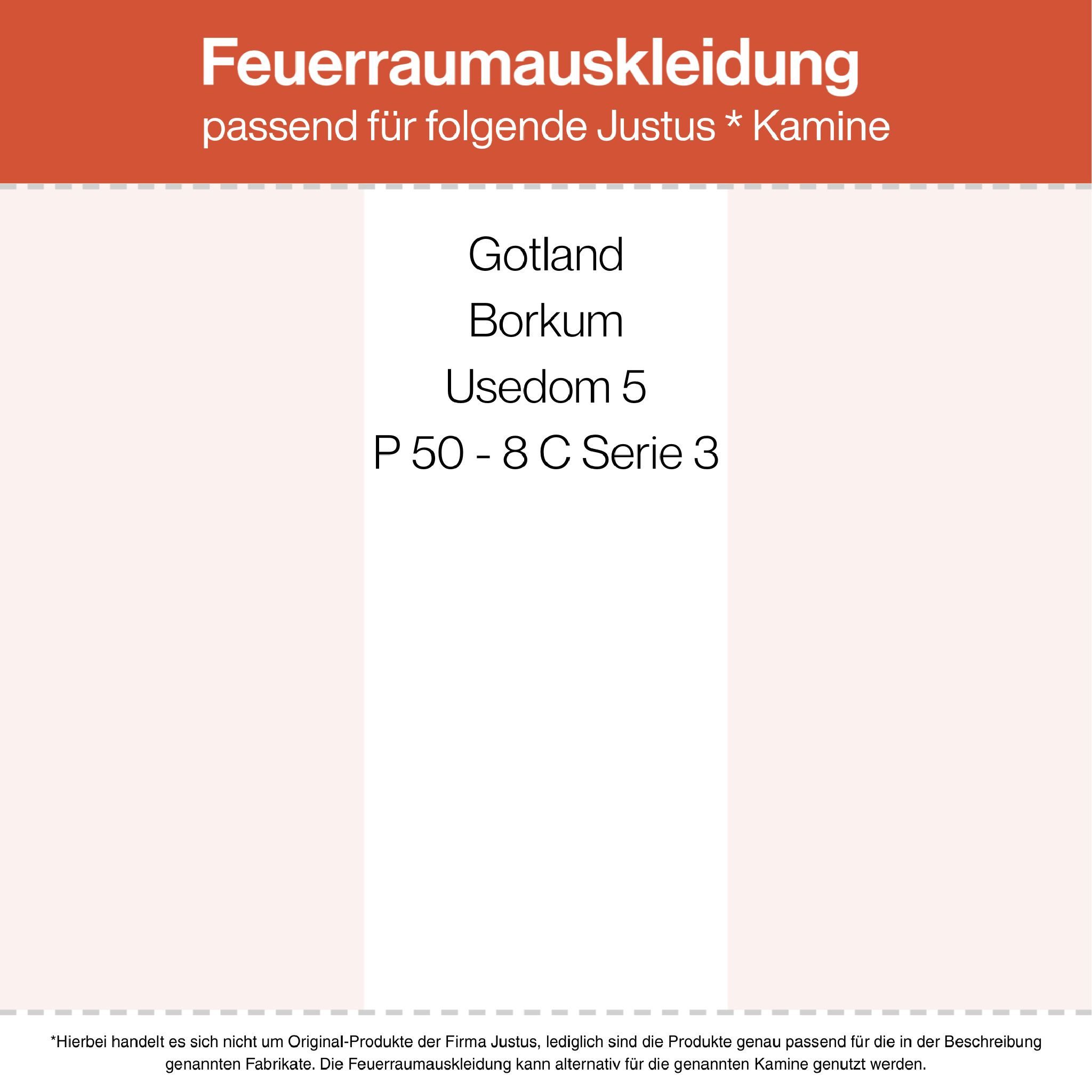 Feuerfest 123 GmbH Feuerraumplatten Feuerraumauskleidung 10-teilig passend für Justus** (Vermiculite)
