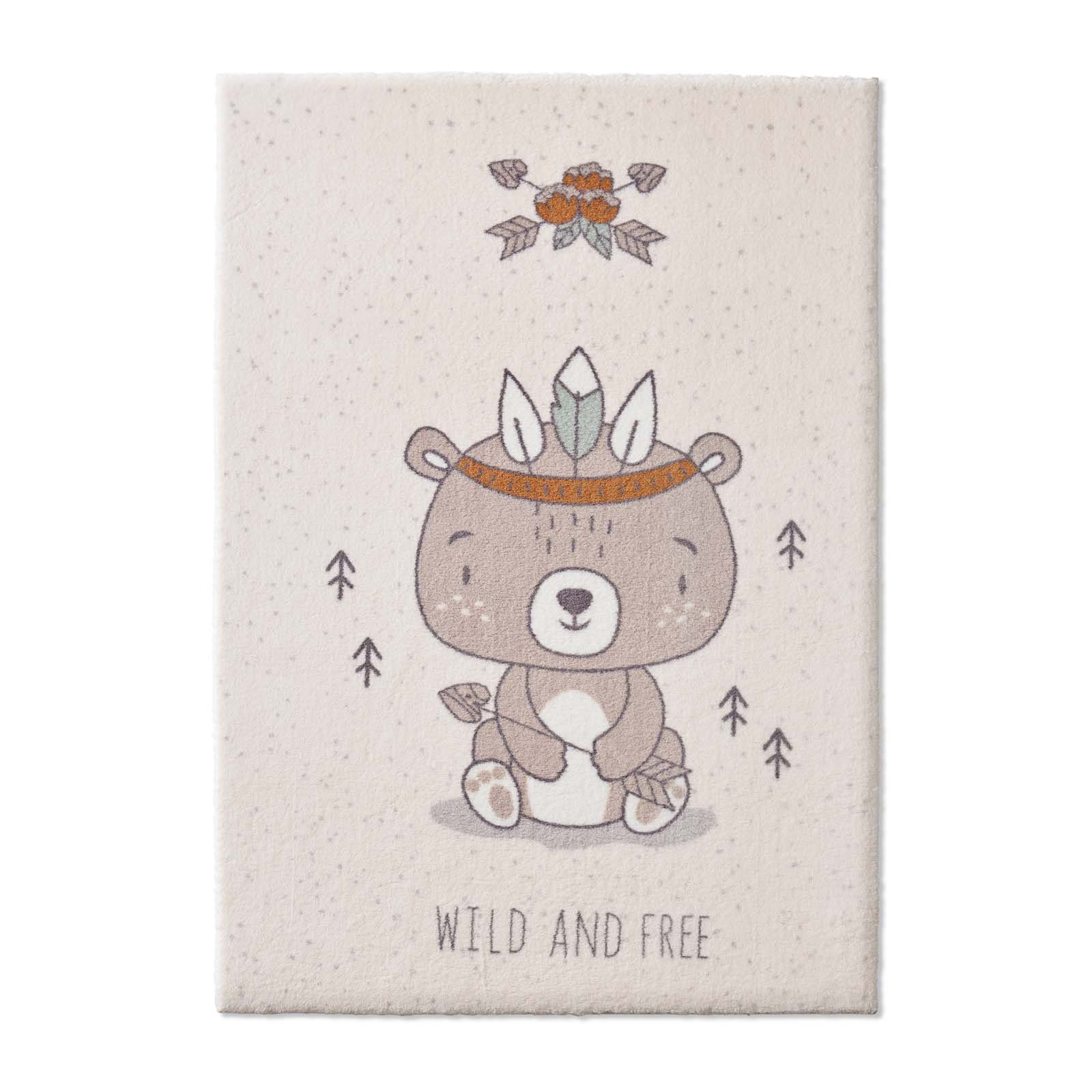 TaraCarpet Kinderteppich Kinderzimmerteppich Soft Kids kuschelig weich in verschiedenen Designs, rechteckig, Höhe: 18 mm, Wild and Free hell Kinderzimmer Babyzimmer Junge Mädchen 80X150