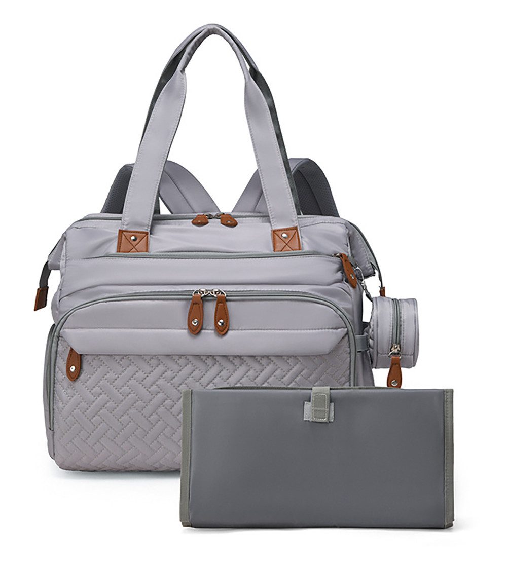 Luckice Wickeltasche Wickelrucksack,Multifunktionale Wickeltasche-Rucksack für unterwegs (Große Reise-Wickeltasche mit Isoliertasche und tragbarem Wickelpad für Mama und Papa – Grau)