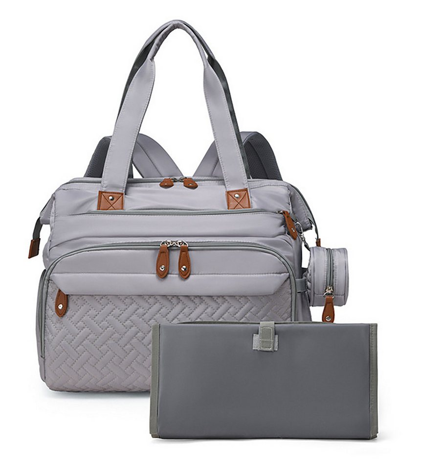 Luckice Wickeltasche Wickelrucksack,Multifunktionale Wickeltasche-Rucksack für unterwegs (Große Reise-Wickeltasche mit Isoliertasche und tragbarem Wickelpad für Mama und Papa – Grau)