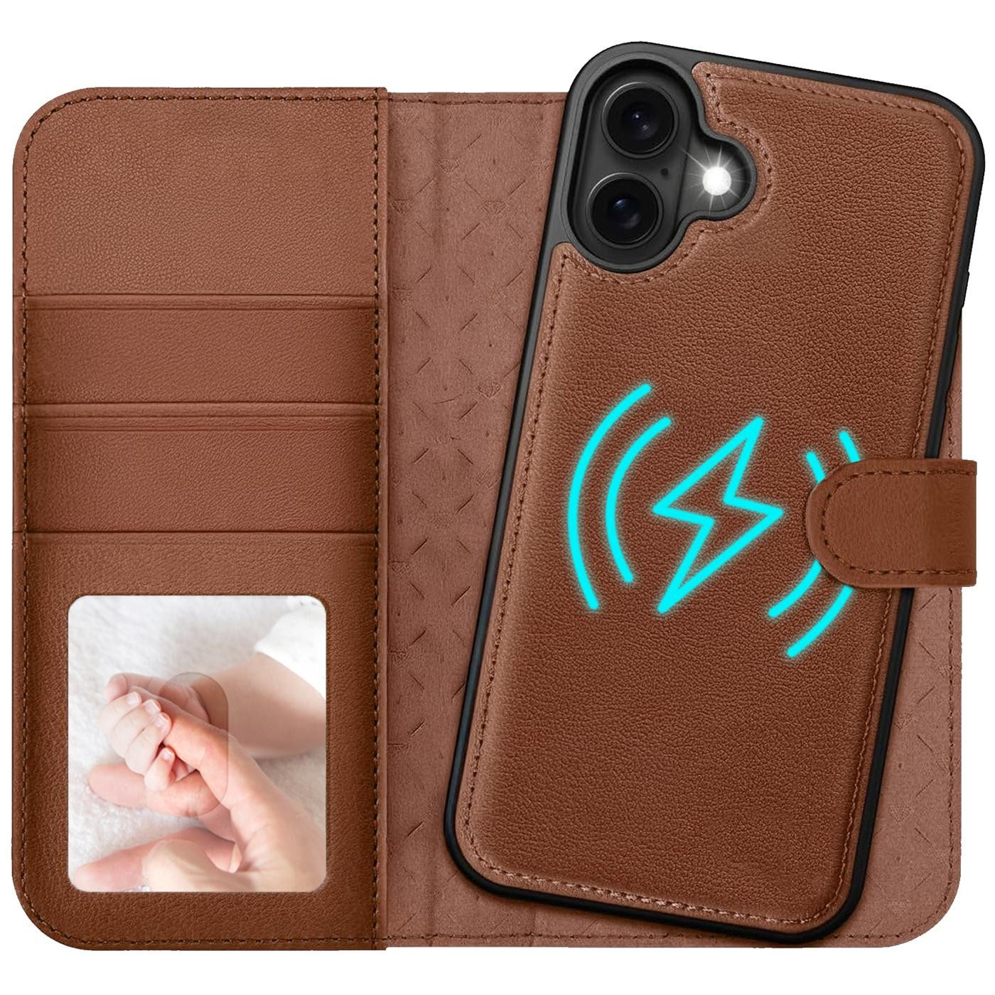 CoolGadget Handyhülle Magnet Book Case für Apple iPhone 17 Hülle + Klapphülle 6,3 Zoll, 2in1 abnehmbare magnetische RFID Schutzhülle Kartenfach Fotofenster