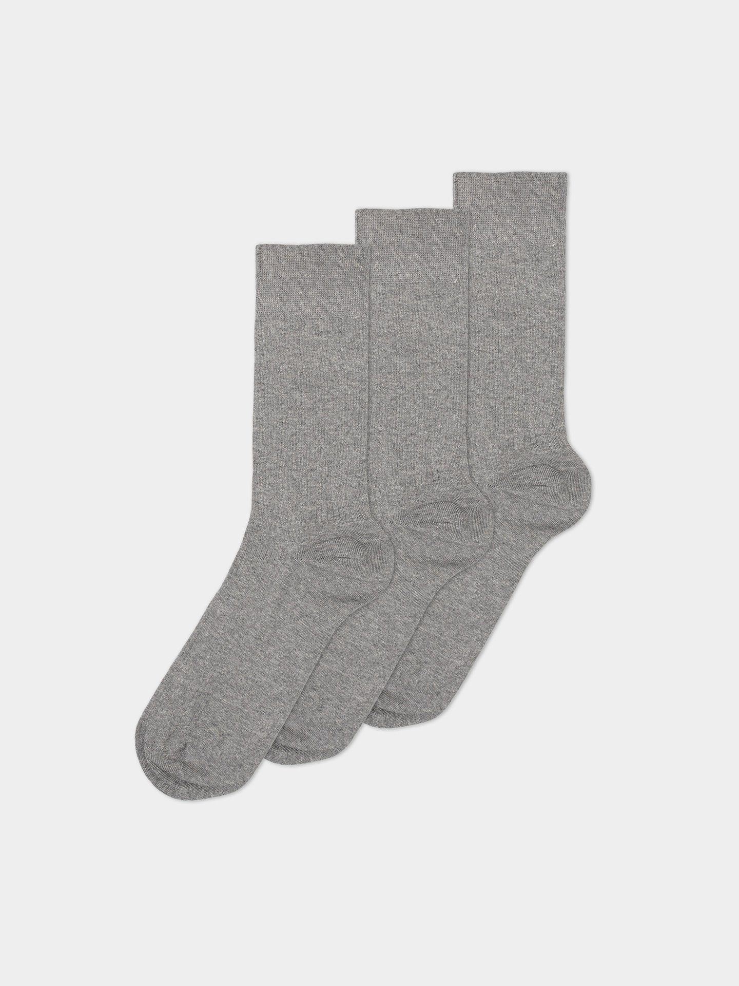 Erlich Textil Socken Casual Cotton 3er Gerippte Pack Socken im hellgrau-melange (3-Paar)