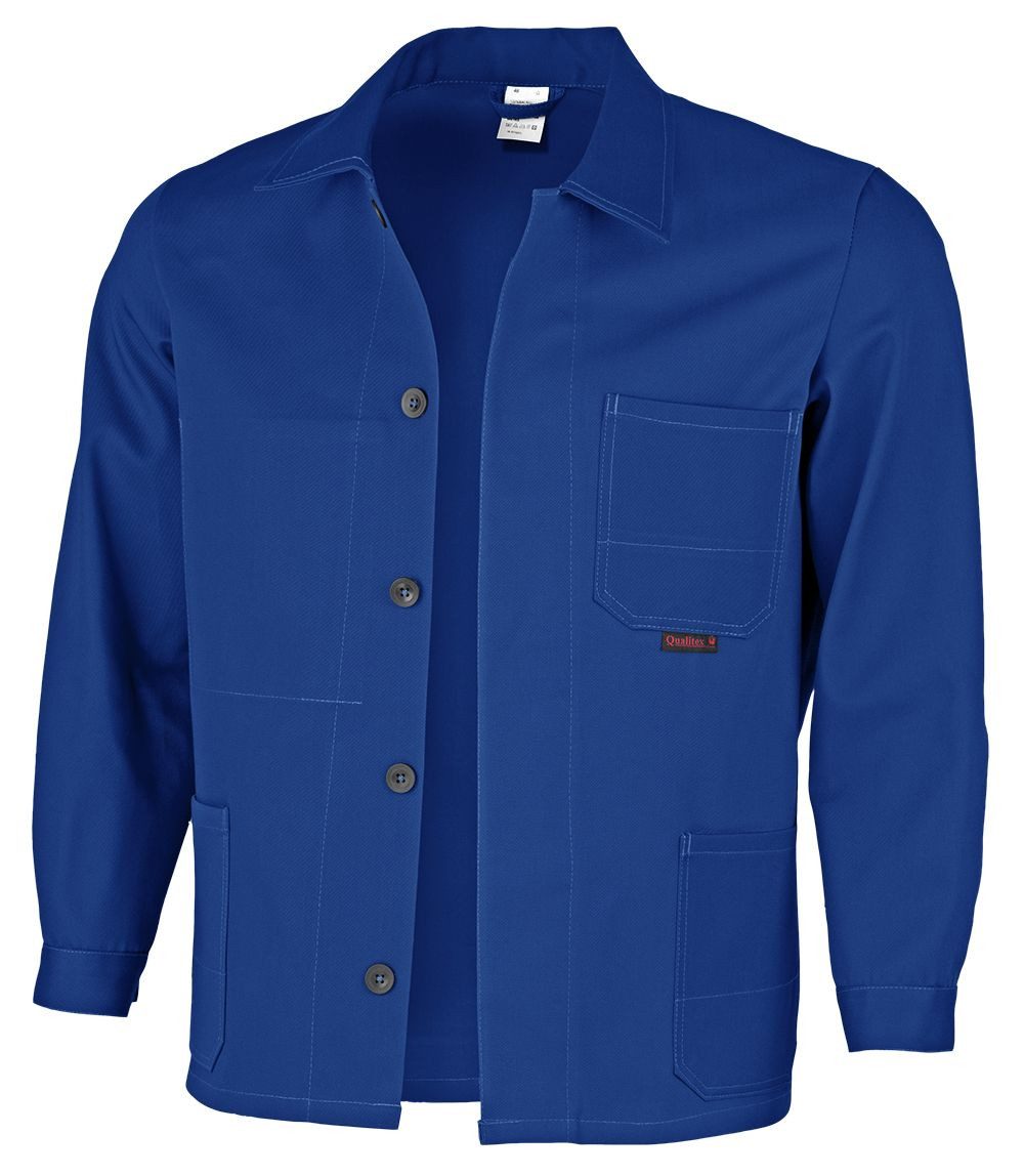 Qualitex Workwear Arbeitsjacke lange favorit-Werkstattjacke aus reiner Baumwolle (Bundjacke BW 320 g) (1-St) Langjacke mit 4 Taschen - Strapazierfähig - Pflegeleicht - Waschbar