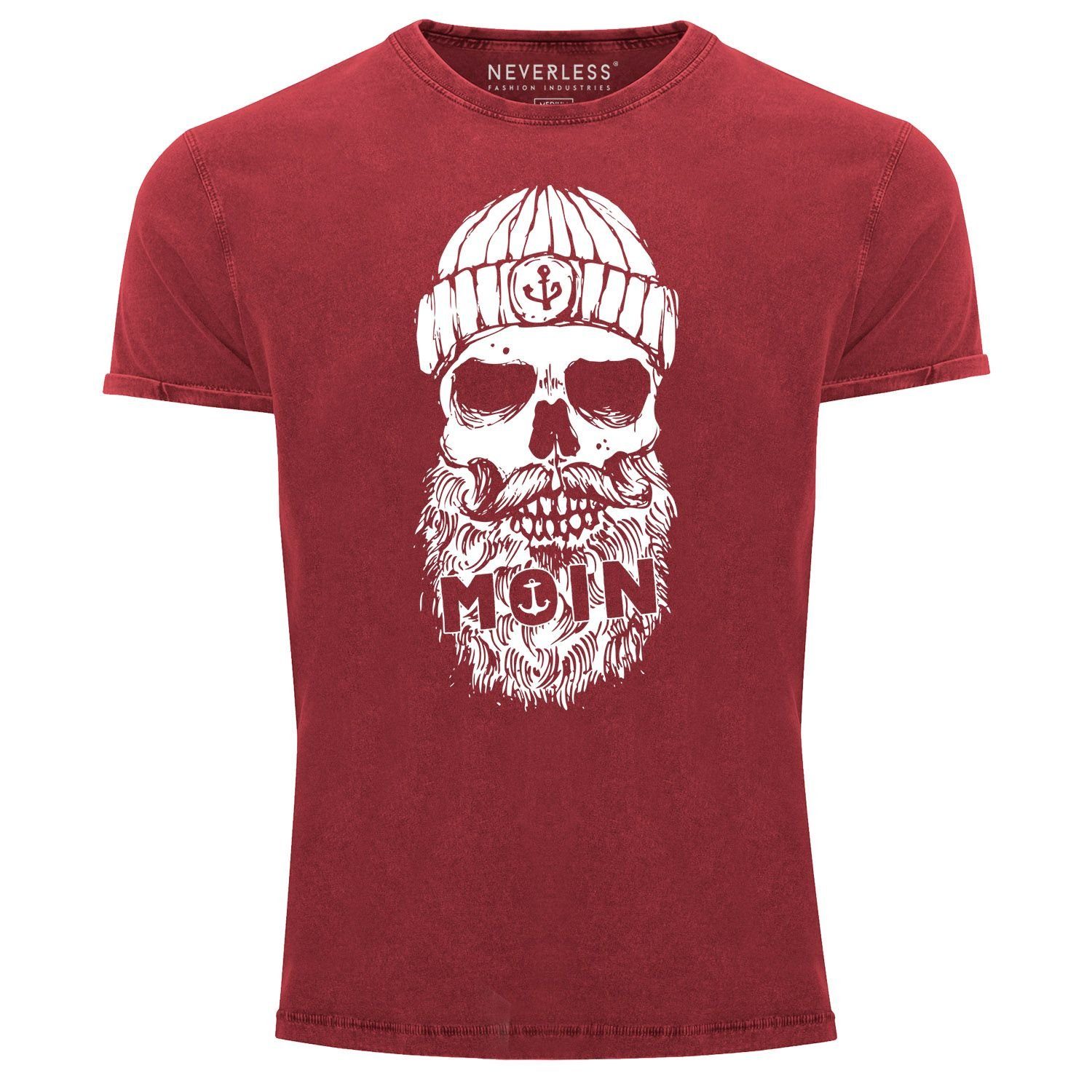 Neverless Print-Shirt Herren Vintage Shirt Moin Totenkopf Anker Skull Print günstig online kaufen