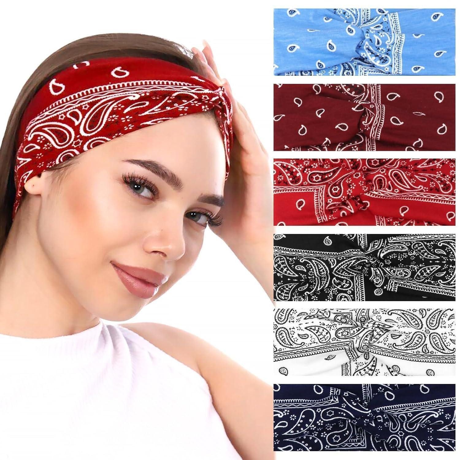 LuxusKollektion Haarband Haarbänder Damen 6er Set Boho Stirnband Elastisch Sommer Print Yoga
