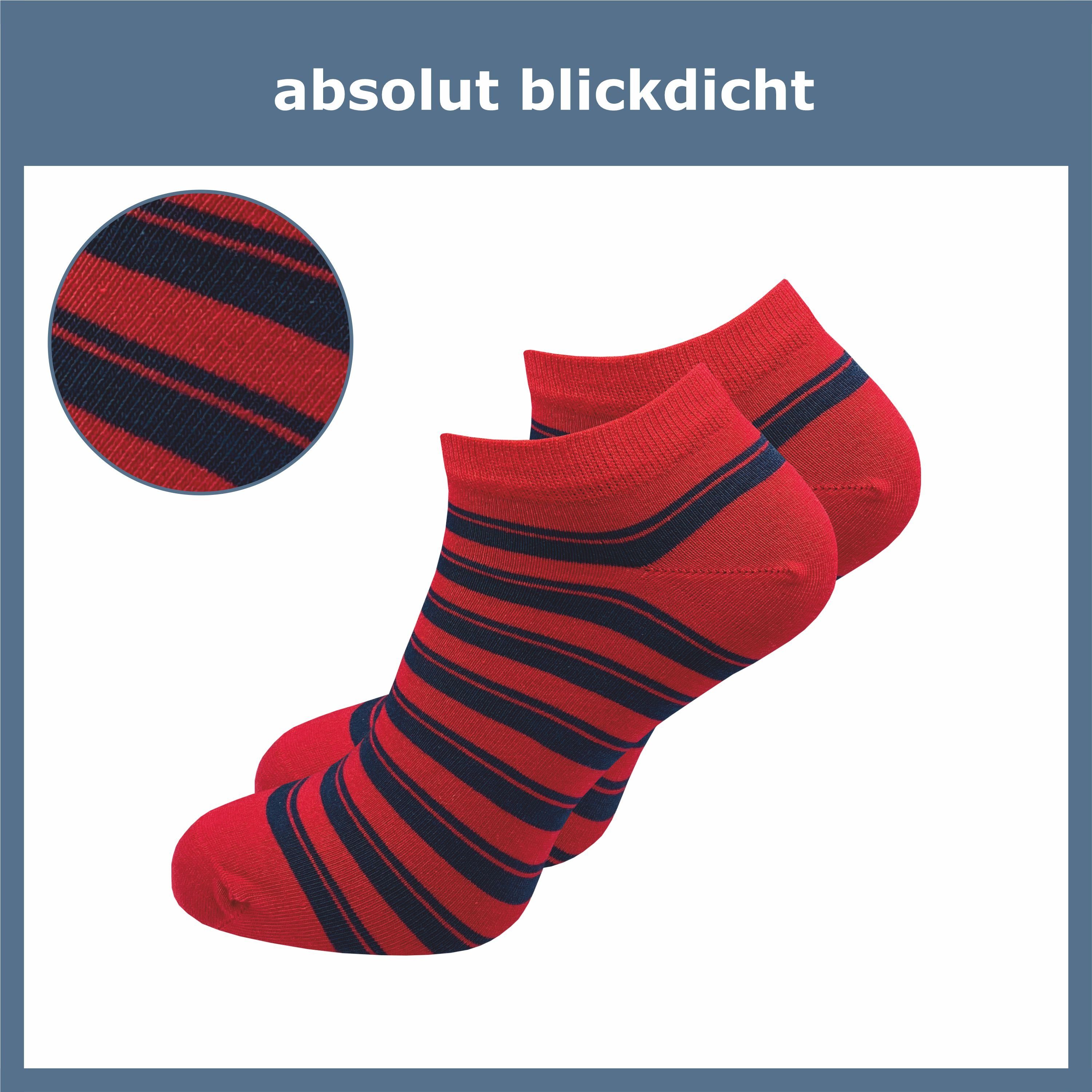 kurze 2 - bunte Ringel Maschenbild - Baumwollanteil & Extra Paar) - Farbig (6 mit absolut Muster hohem für Socken GAWILO Herren feines Damen blickdicht Sneakersocken