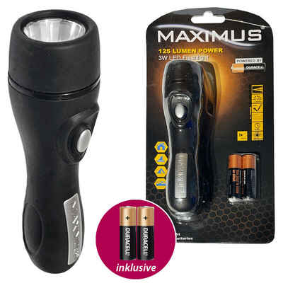 Maximus LED Taschenlampe USB Powerbankfunktion, Campinglaterne, SOS, Leuchtweite 126m - 235m, USB / Batterien