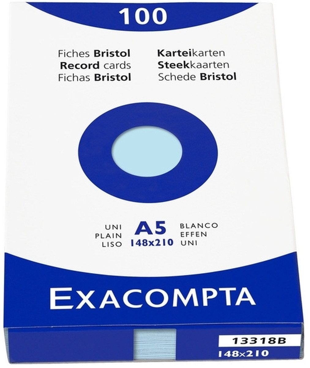 EXACOMPTA Karteikarten Karteikarten A5 blanko blau VE=100 Stück