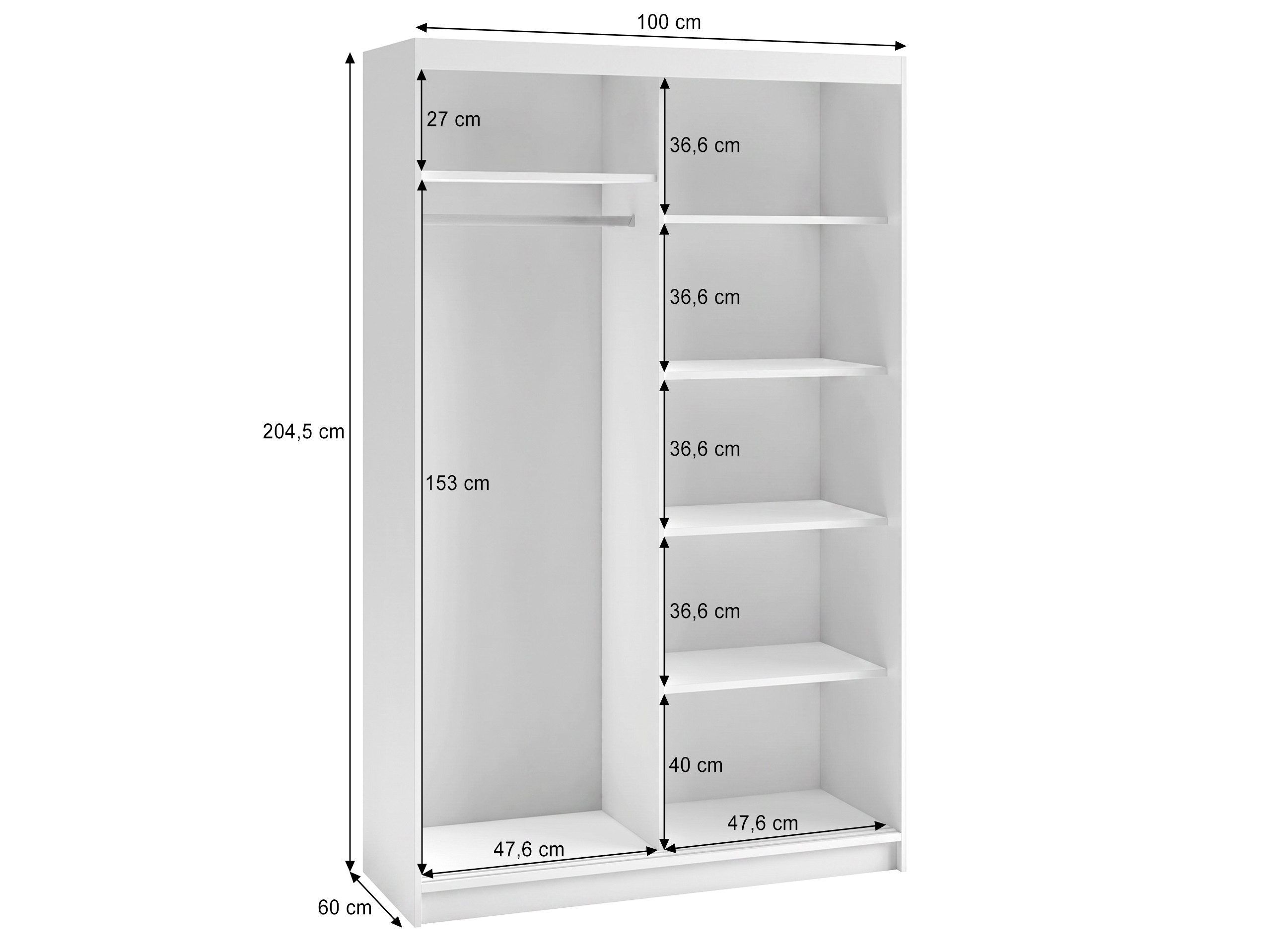 Beautysofa Kleiderschrank HELA moderner Kleiderschrank mit Spiegel (Schiebetürenschrank mit Kleiderstange und Regalböden, Schrank für Schlafzimmer, Flur & Ankle – Bild 4 von 4