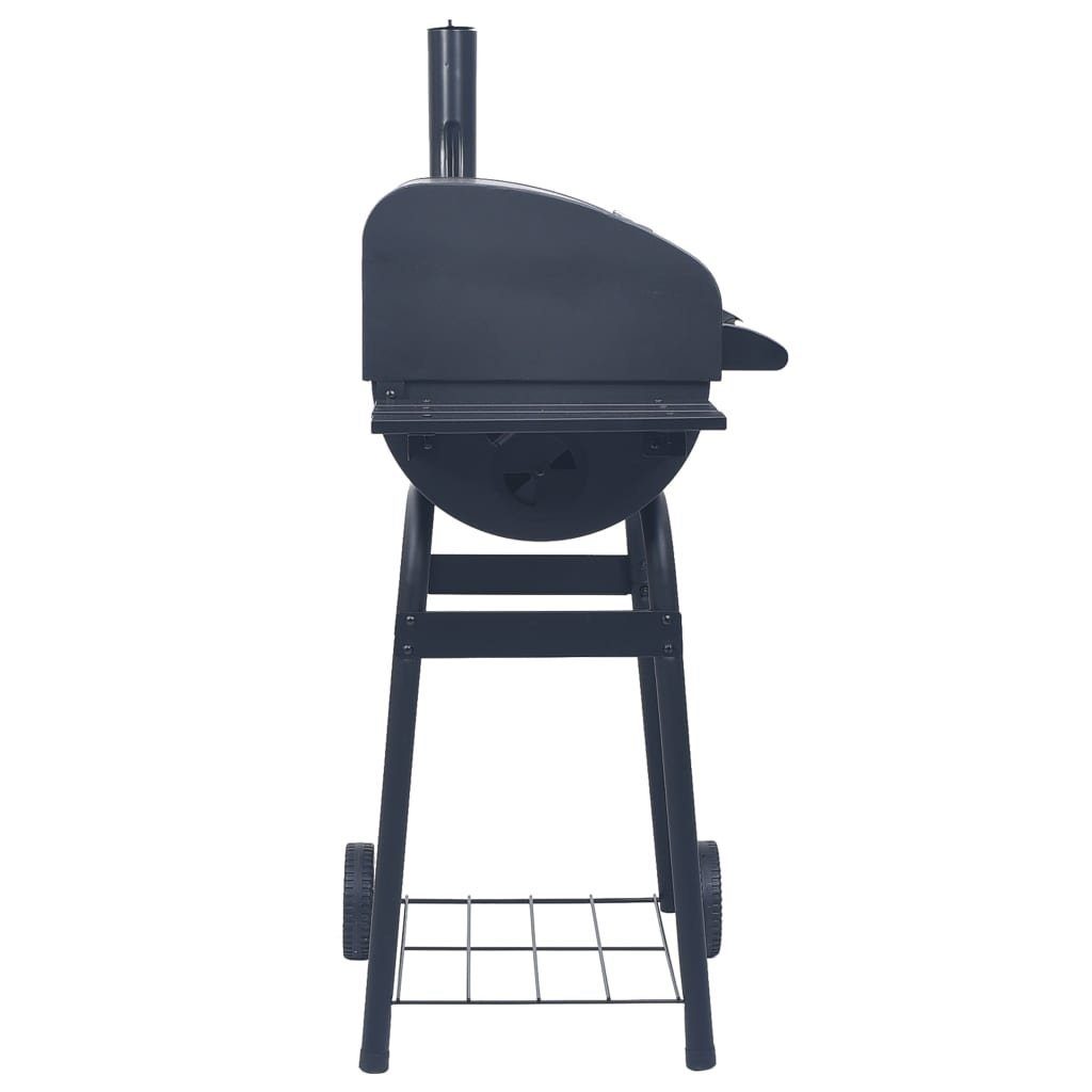 vidaXL Holzkohlegrill Holzkohlegrill Smoker mit Unterer Ablage Schwarz