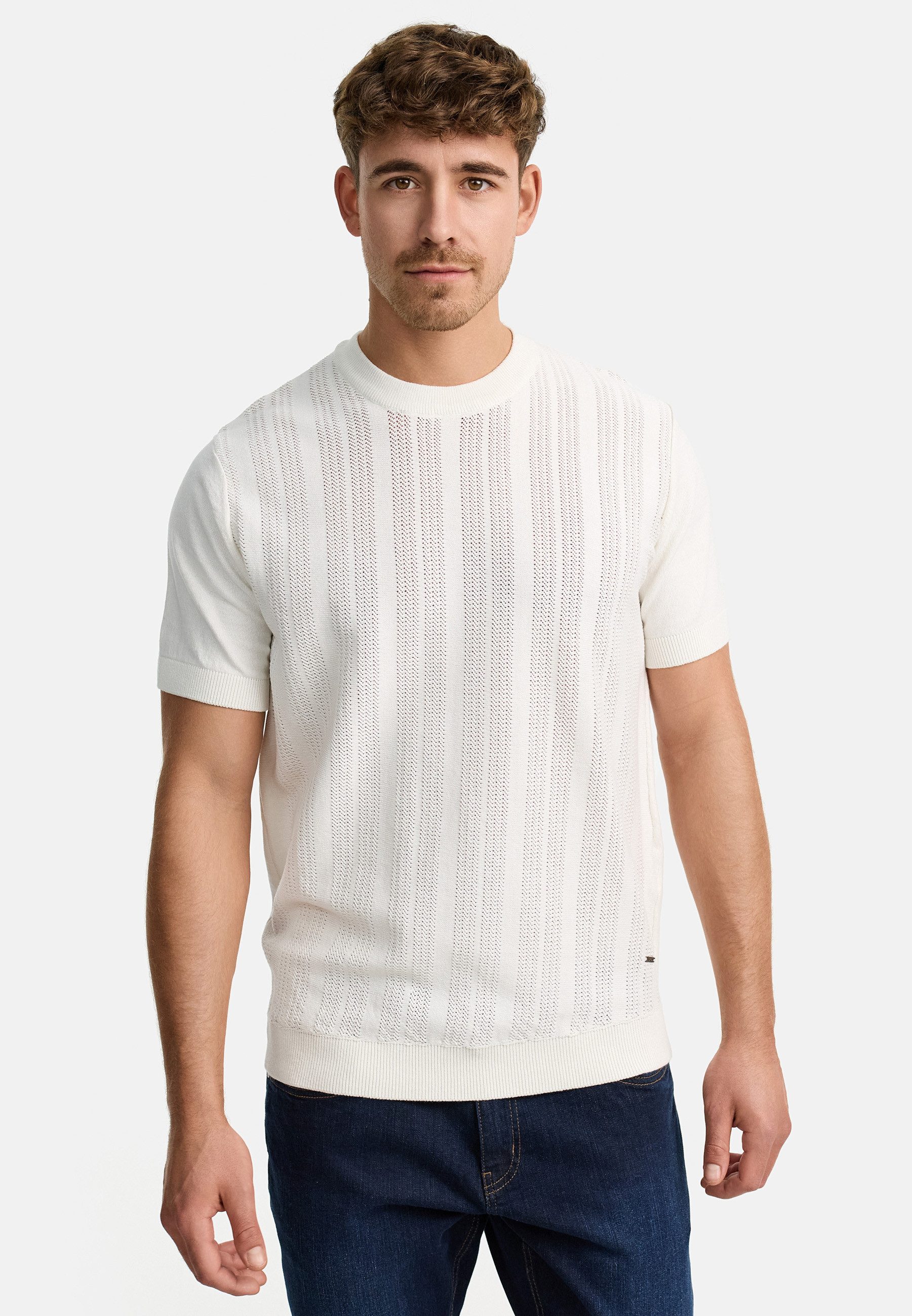 Indicode T-Shirt Herren INVarson Shirt Tee Herrenshirt mit vertikalem Stric günstig online kaufen