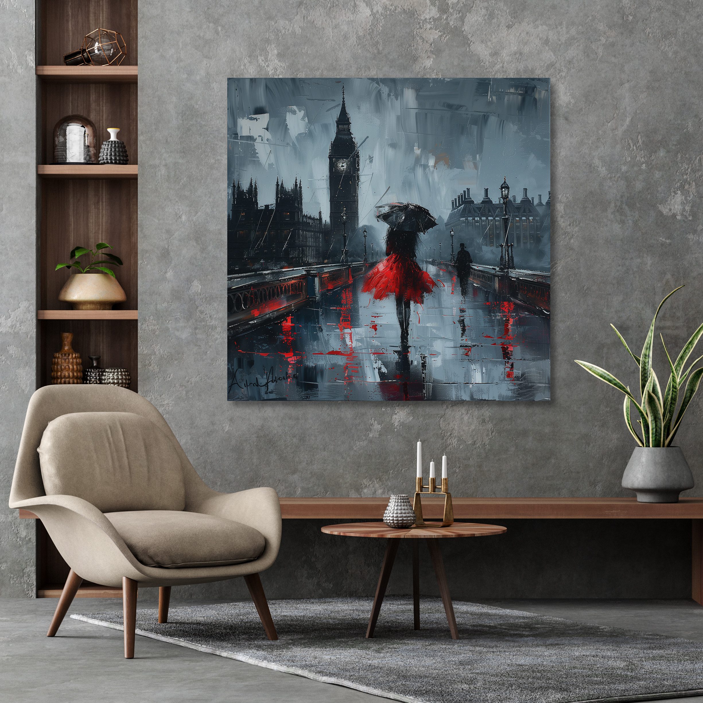 queence Leinwandbild London bei Regen, Architektonische Elemente, Bilder von Europa, Bilder von Liebespaaren, Brücken, Filmszene, Großbritannien, Jahreszeiten, Paar, Personen, Rain, Romantisch (1 St), Premium-Leinwandstoff, Handarbeit aus Deutschland