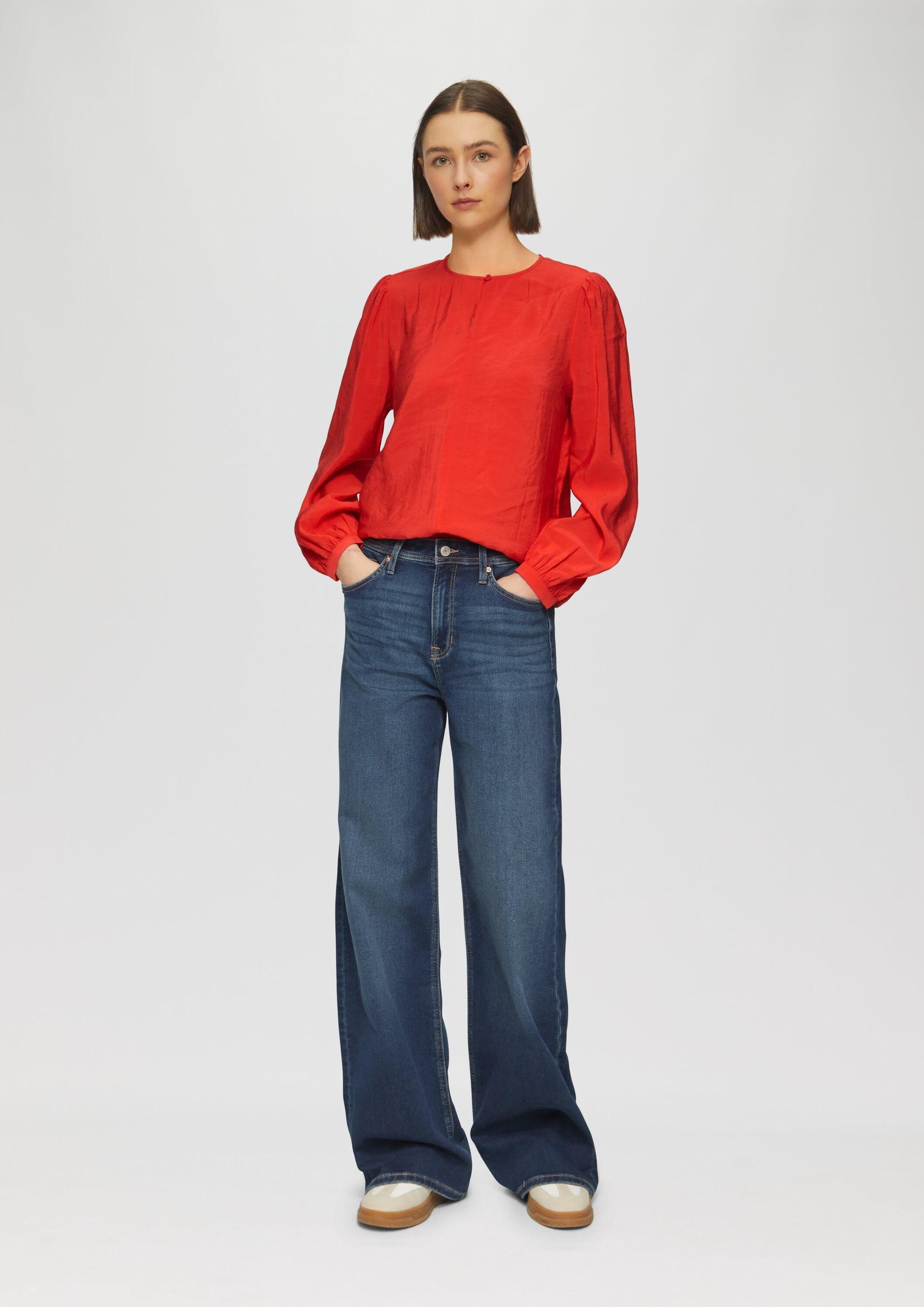 s.Oliver Langarmbluse Bluse Bluse mit Puffärmeln im O-Shape