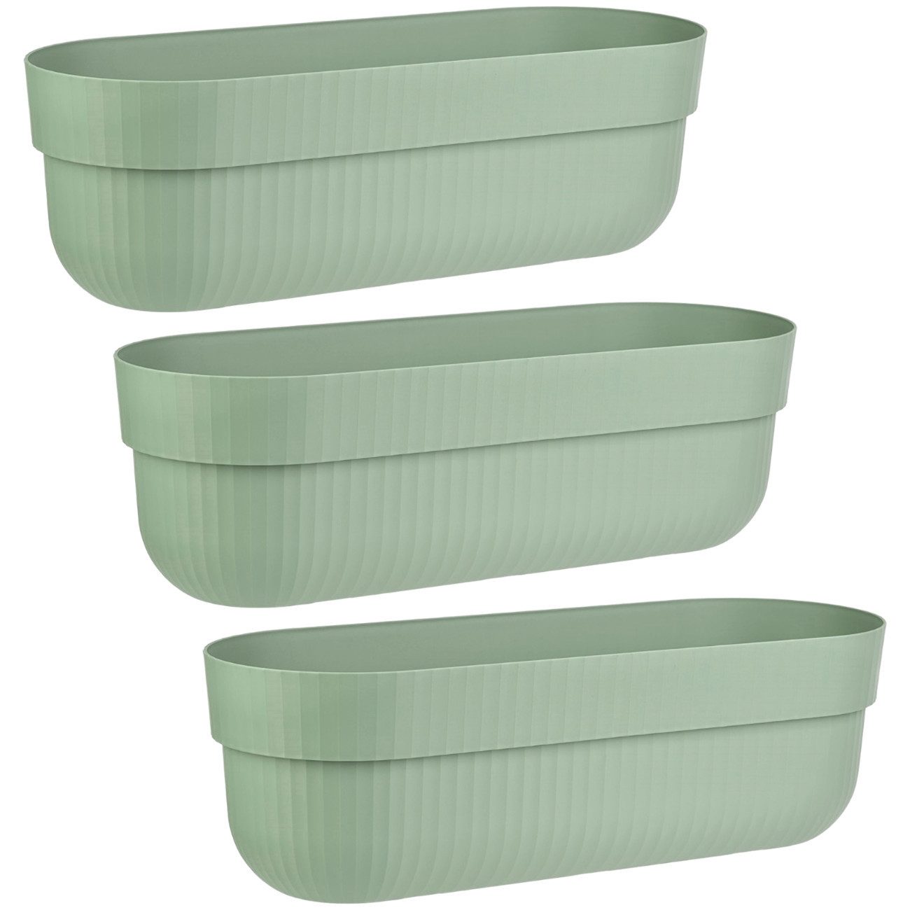 Engelland Blumenkasten mit Wasserspeicher/Drainagesystem und Abstandshalter (Vorteils-Set, 3 St), Blumentopf, 50 cm, PP-Kunststoff, Balkonkasten, länglich, formstabil