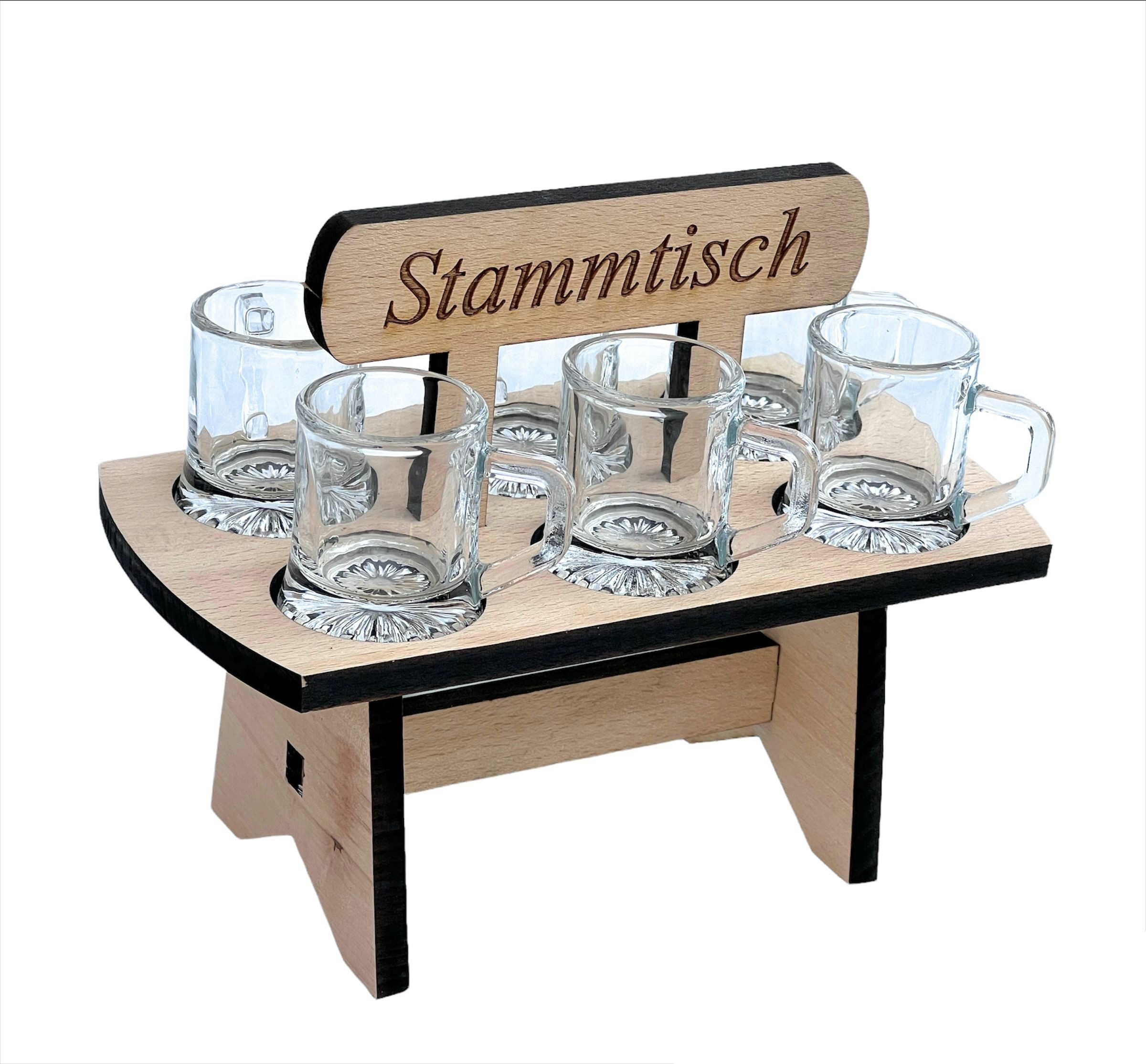 DanDiBo Schnapsglas Schnapsbrett 20 cm mit Gravur Stammtisch mit 6 Gläser Schnapslatte, prima als Geschenk für den Freund / Mann daheim Schnapsleiste – Bild 5 von 5